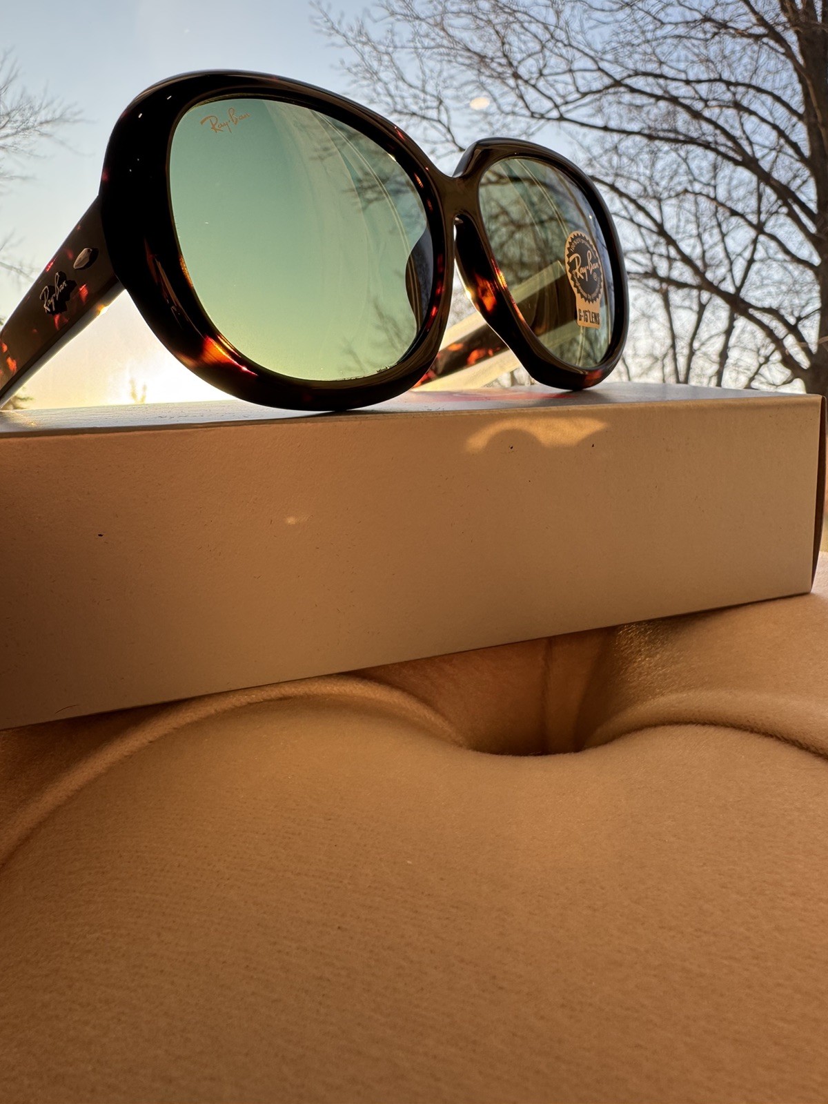 New Ray-Ban Jackie Ohh II Tortoise/ Green G15 60mm Sunglasses RB4098