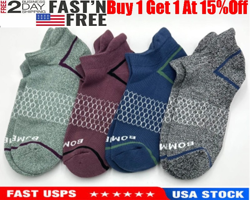 BOMBAS 4 pairs Men’s All-Purpose Performance Ankle Socks Size L 4 Colors Mix