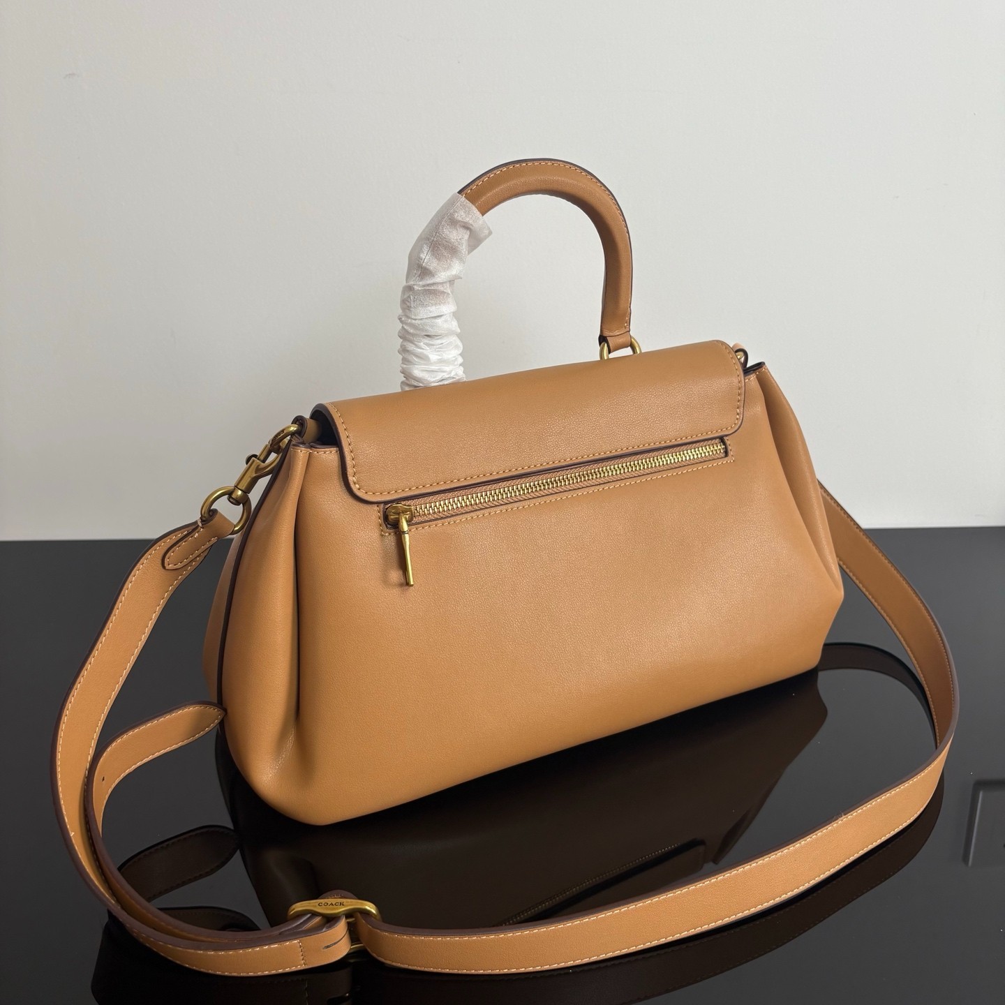 COACH Slouchy Rogue Top Handle Bag CCC39 Honey Brown