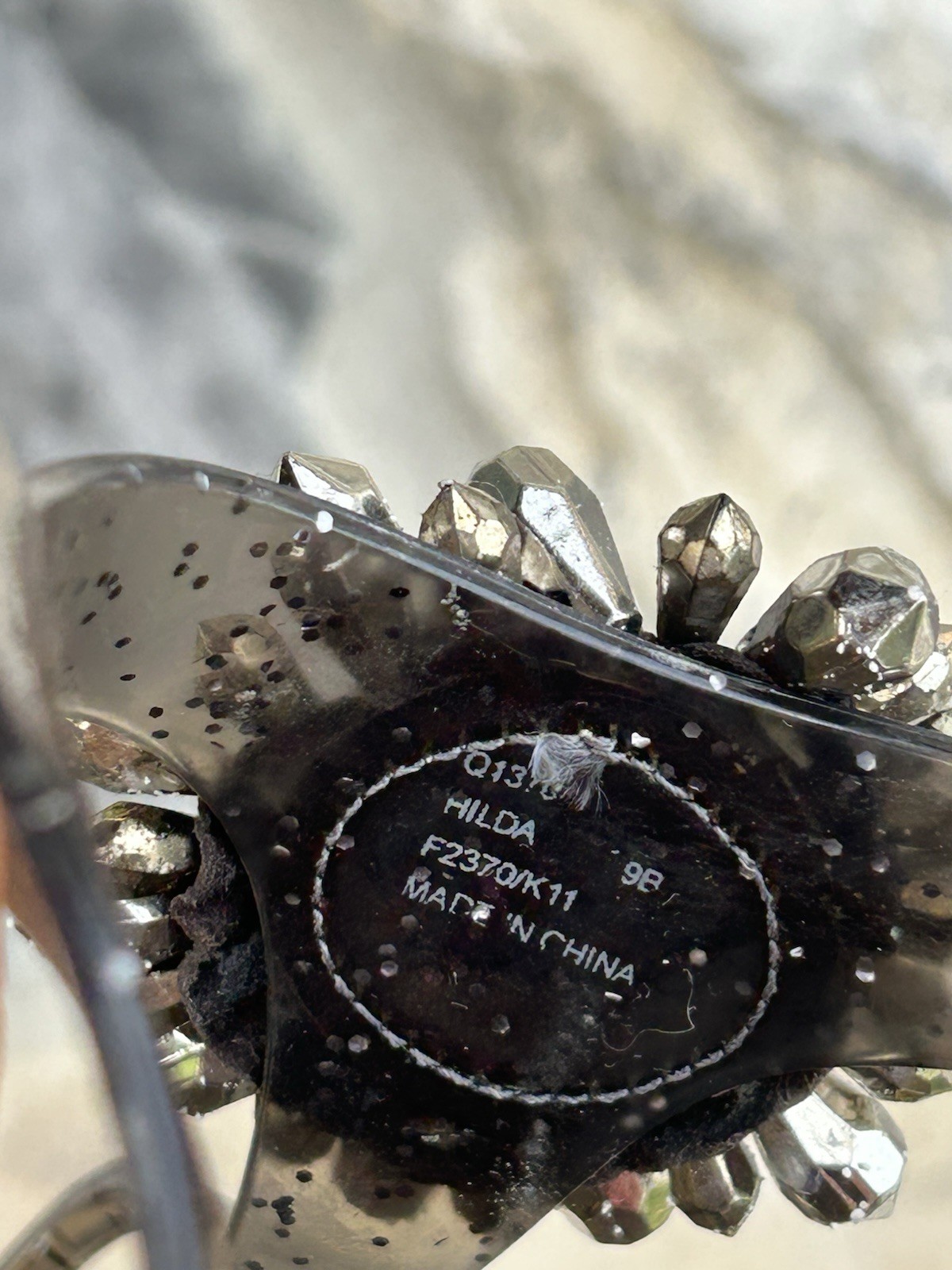 Coach Hilda Jelly Sandals Size 9 Black Embellished Glitter Designer Resortwear