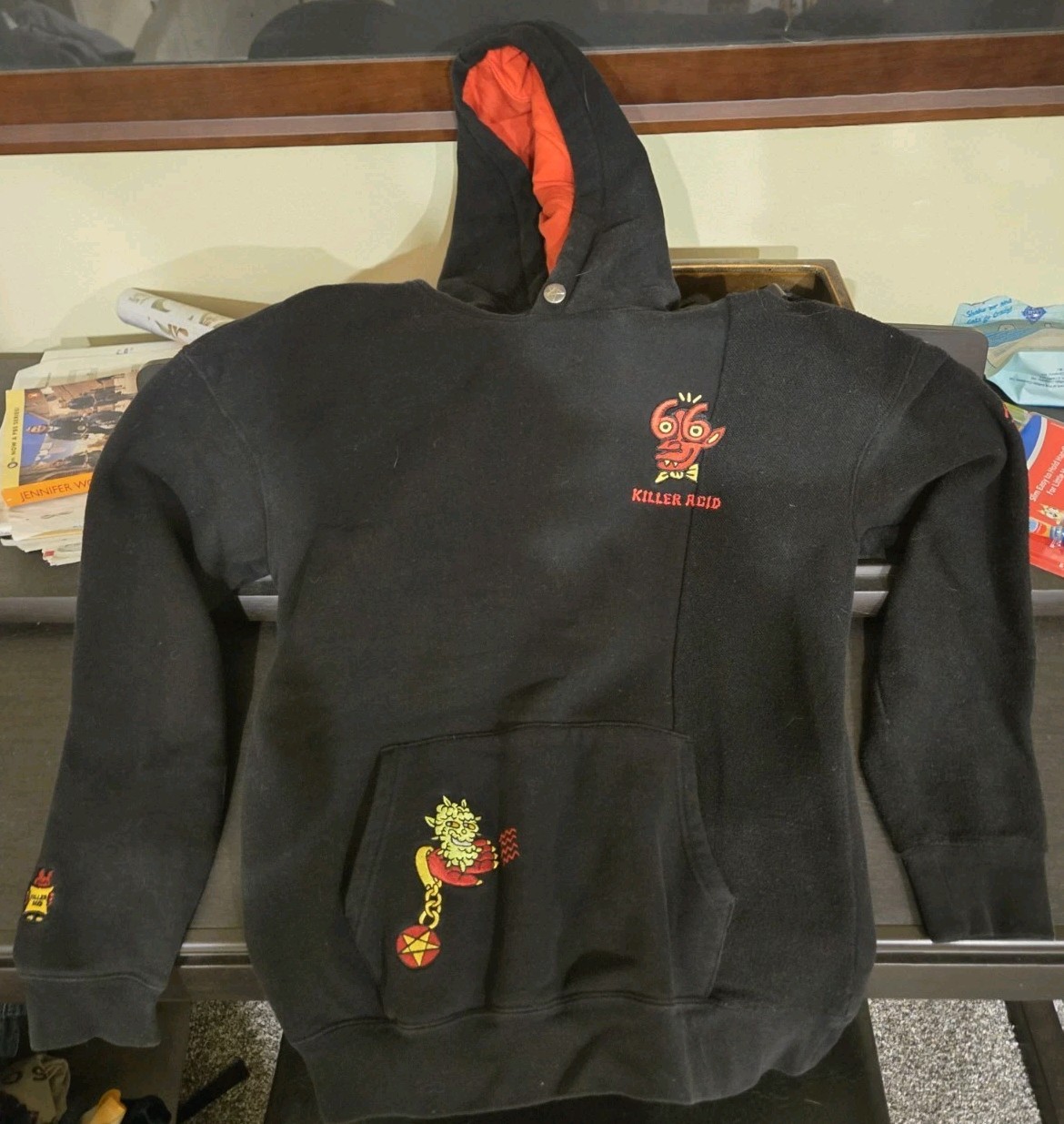 Killer Acid California Embroidered Hoodie Route 666 Highway to Hell Sz S