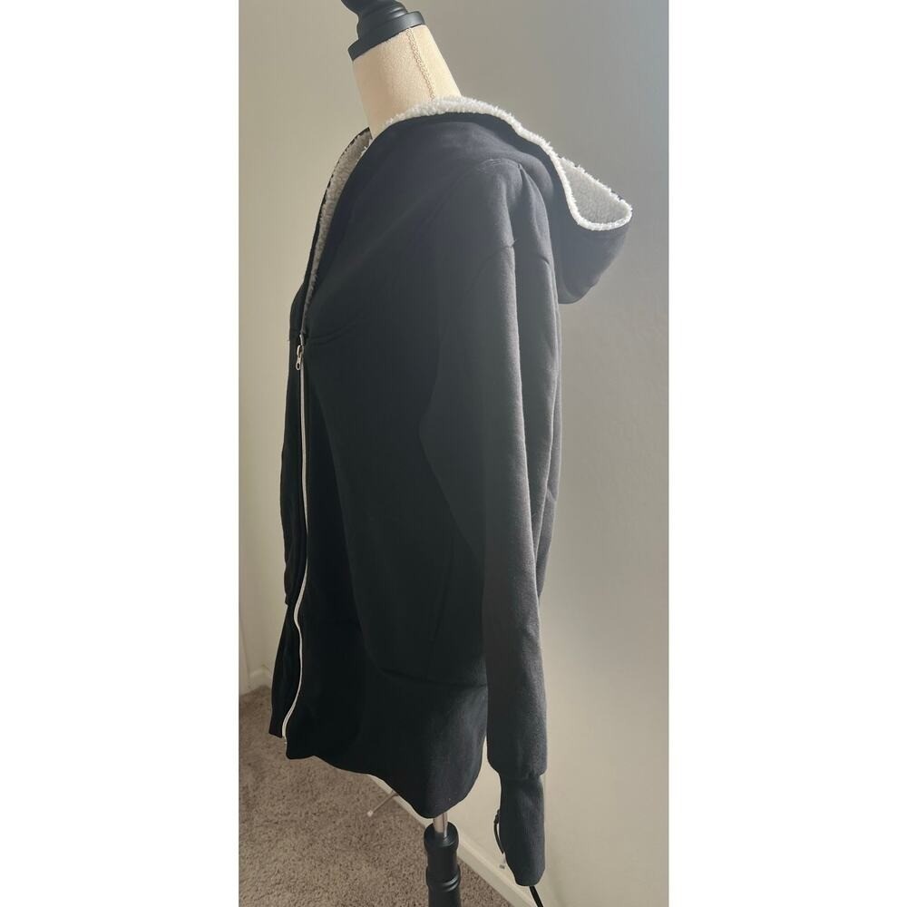 Juicy Trendz Black Double Zip Fleece Casual Hoodie Sweatshirt Jacket Coat Sz XL