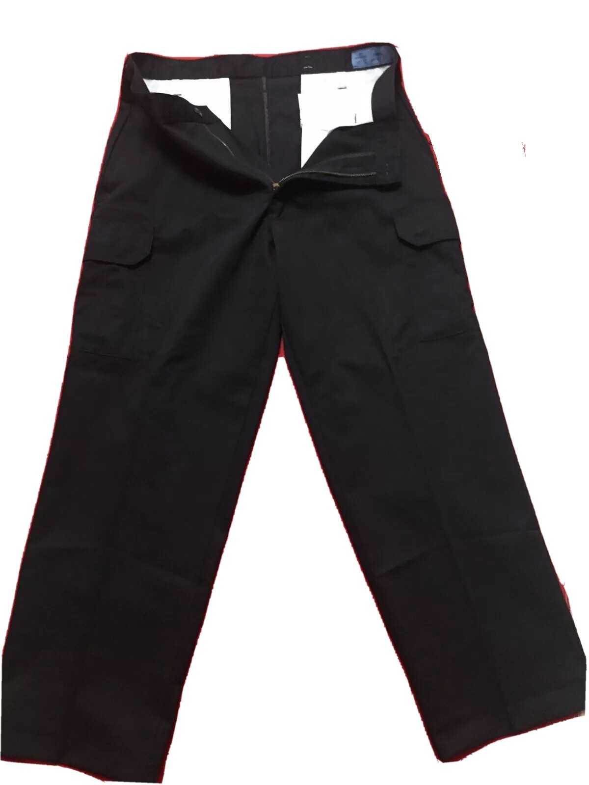 Lot 2 Cintas Comfort Flex Black Cargo Work Pants Size 34×32 #270-35 Relaxed Fit
