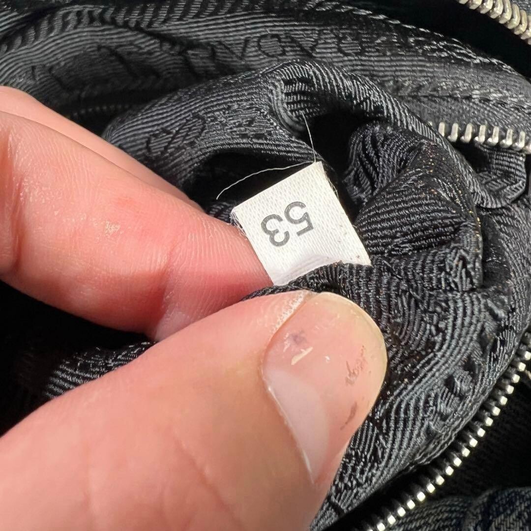 PRADA Black Nylon Leather Triangle Logo Tote Bag Handbag Unisex Silver Hardware