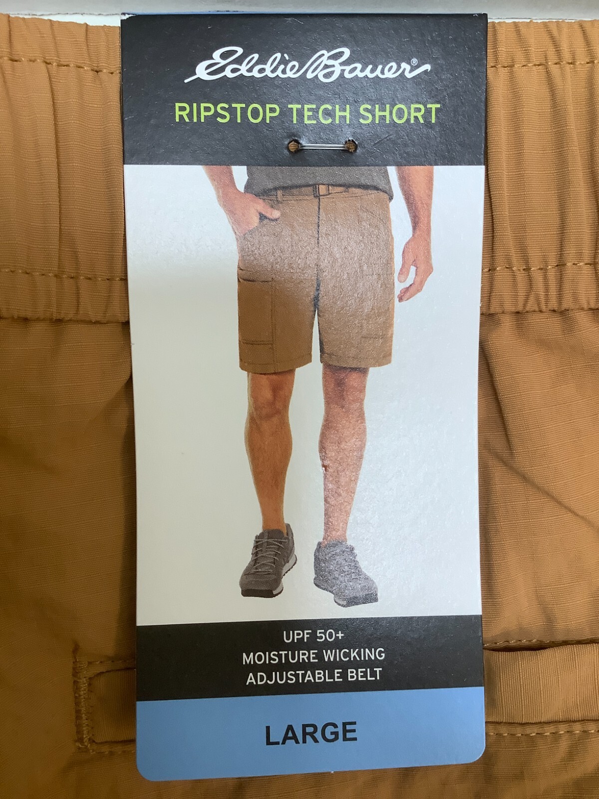 Eddie Bauer Men’s Ripstop Tech Pull On Short, Large, Brown, Free Shipping!!!