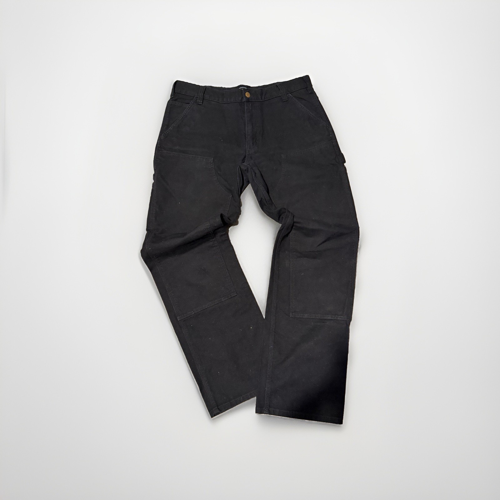 👀🔥Carhartt B01 BLK Black Double Knee Carpenter Pants 34×32 Baggy Y2K