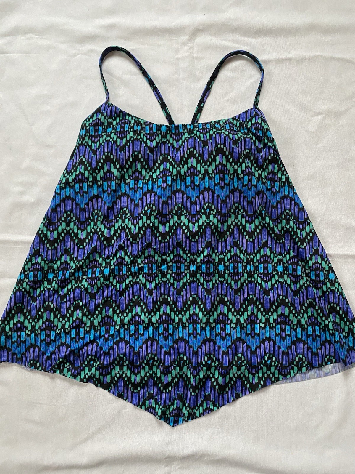 Dreamsuit by Miracle Brands Tankini Women’s Sz 10 Swim Top Blue Print New