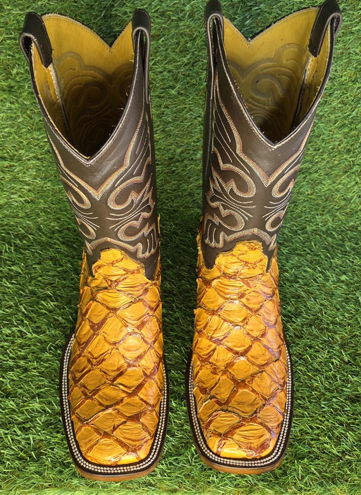 mens new 100% original arapaima pirarucu fish cowboy boots all sizes available
