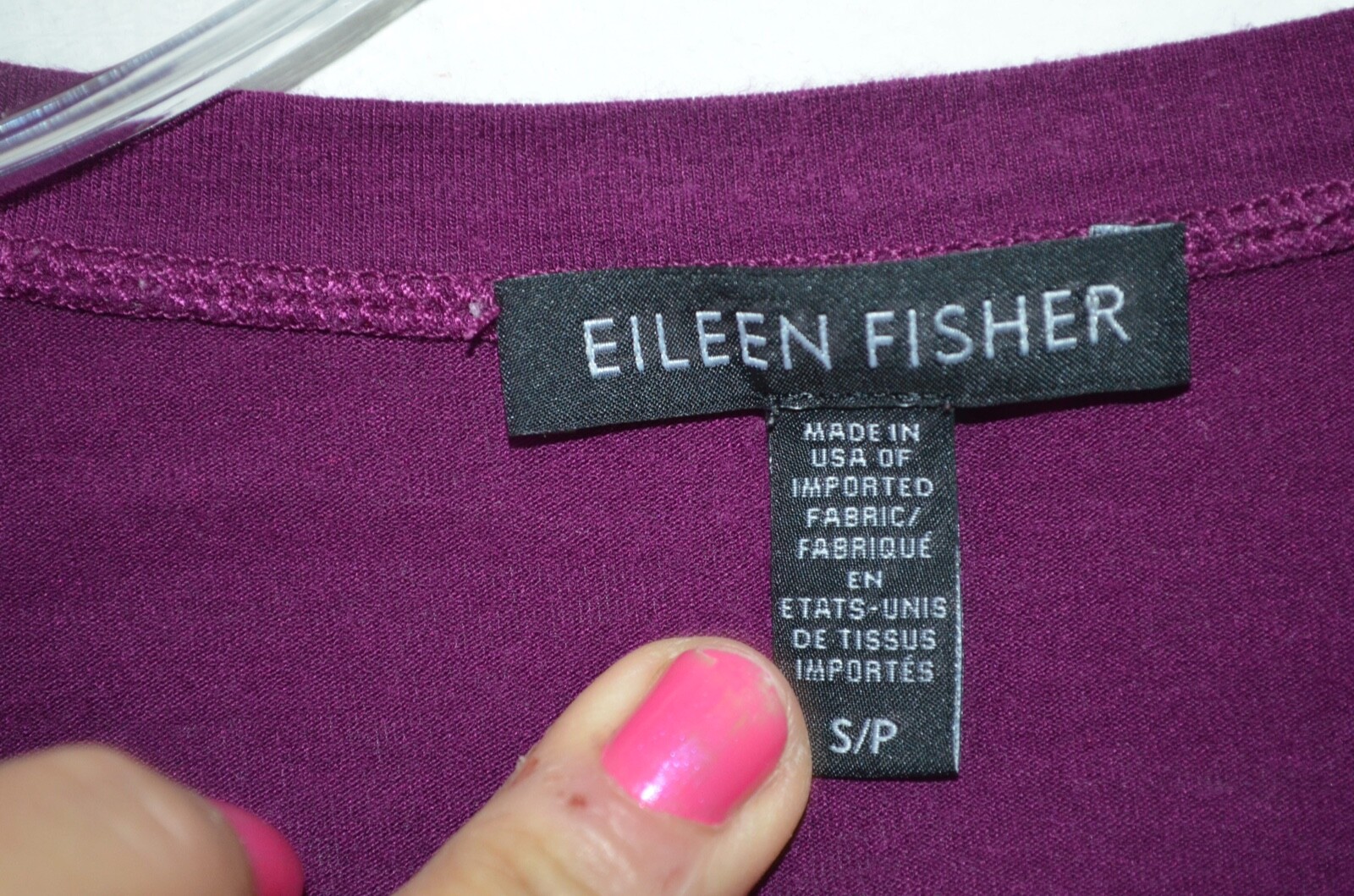 Eileen Fisher Purple 95% Viscose/5% Spandex Short Sleeve Knit Top Size S