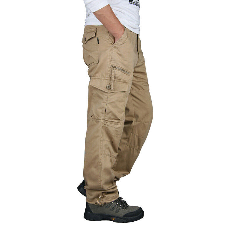 Mens Cargo Pants Work Pants Elastic Trousers Lightweight Combat Cotton Outdoor