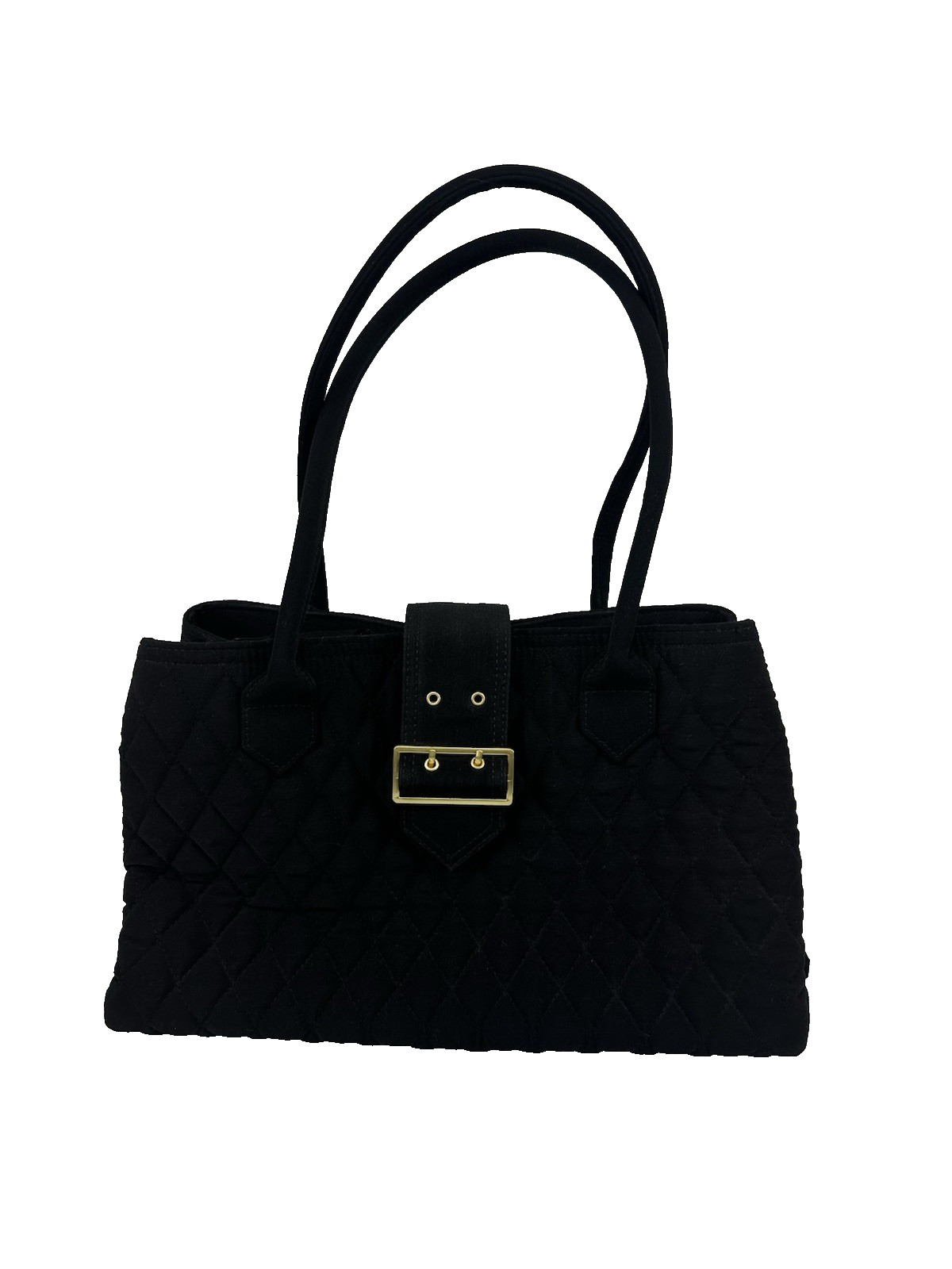 Vera Bradley Satchel Black Quilted Buckle Magnetic Strap Bag Double Handle Purse