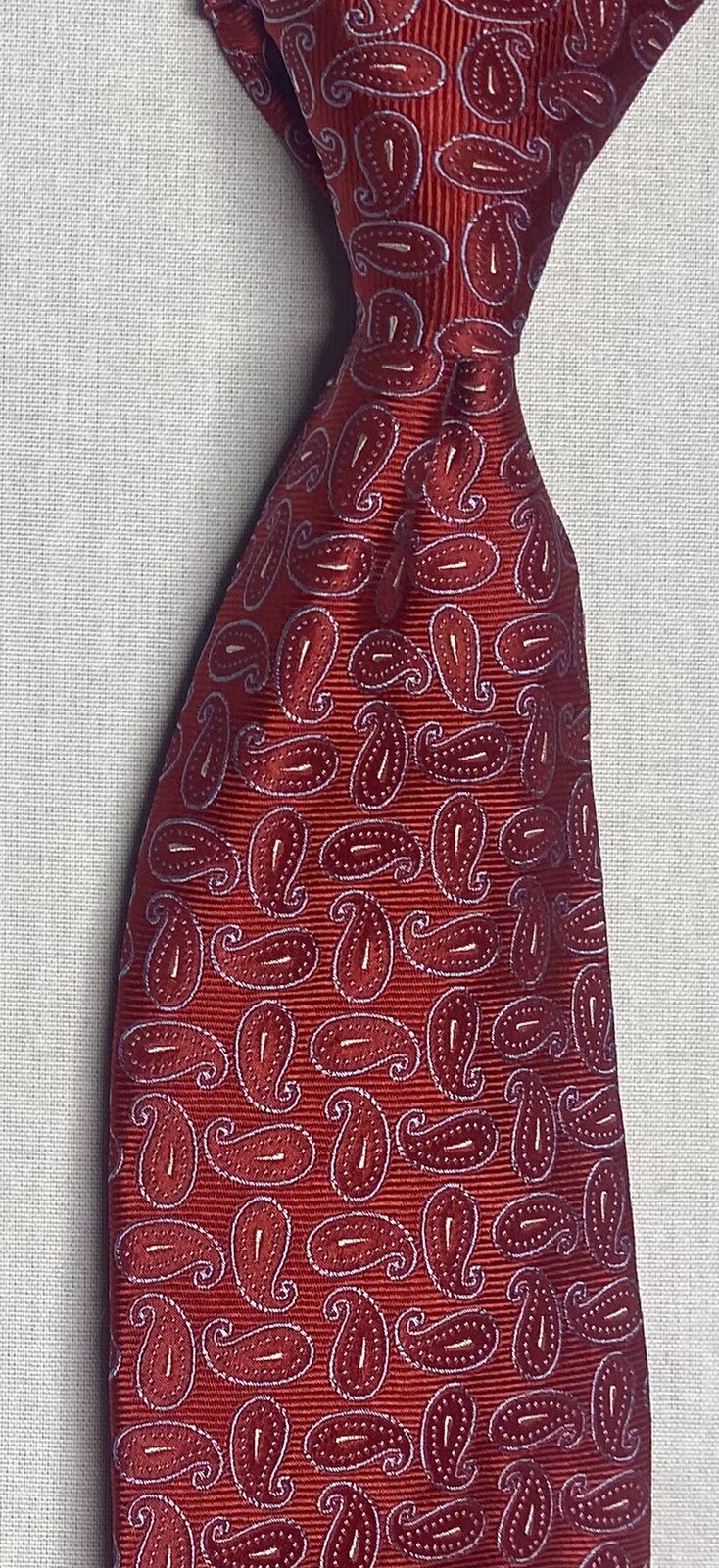 NORDSTROM ALL SILK AMERICAN MADE MEN’S RED PAISLEY WOVEN NECKTIE NWOT