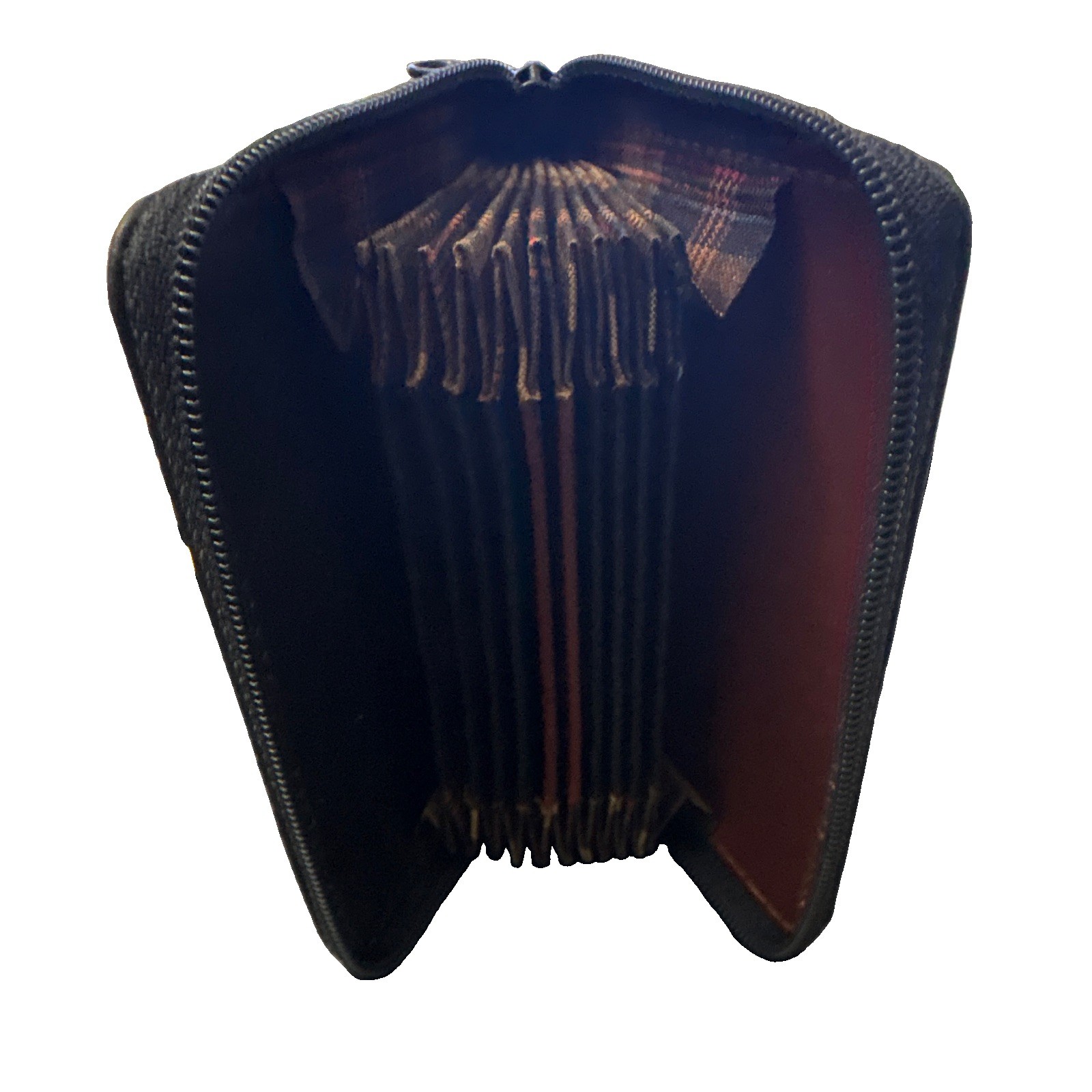 DEREK ALEXANDER Small Black/Brown Accordion-Style Wallet Credit Cards, ID Card
