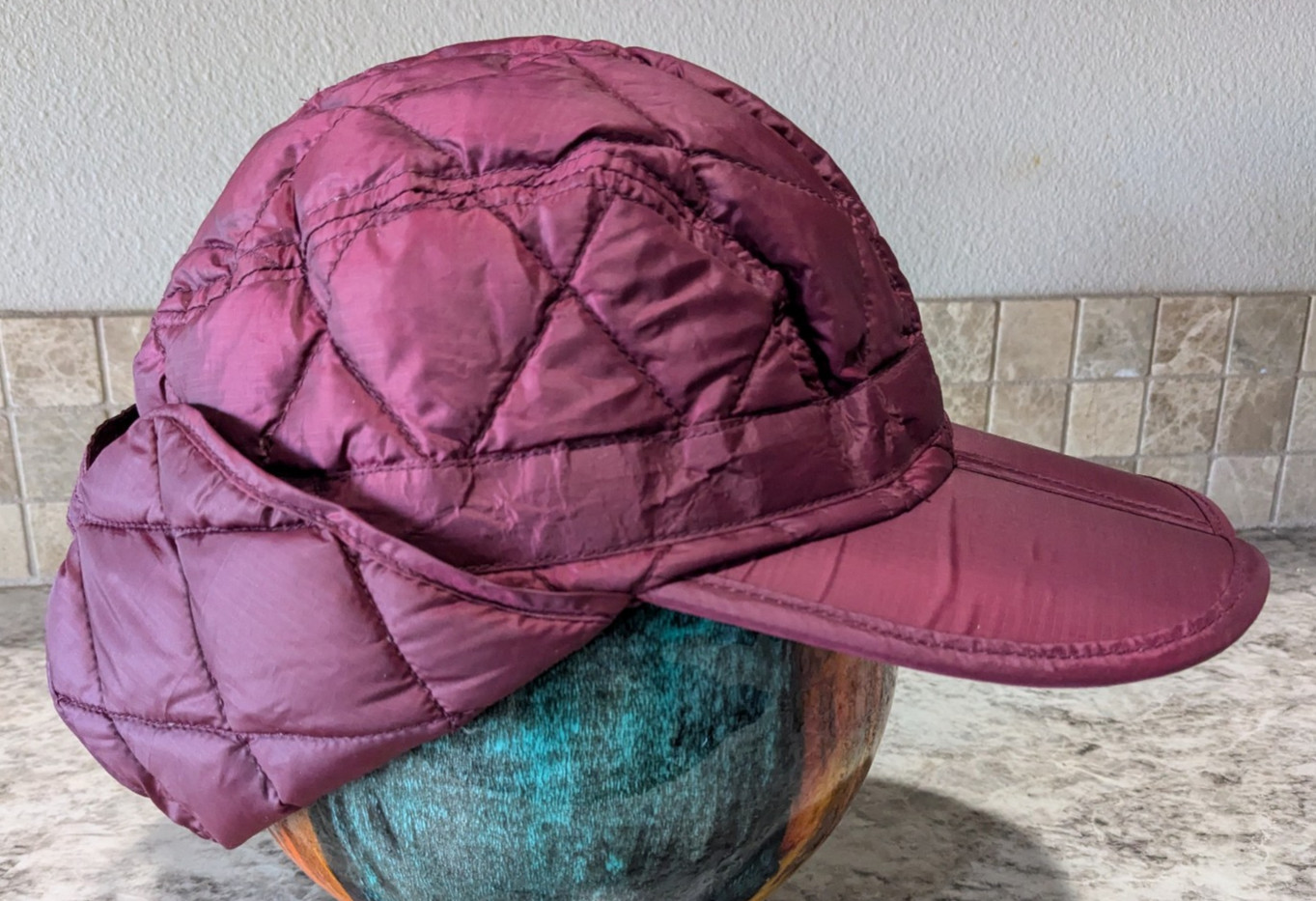 Outdoor Research Foldable Insulated Cap Hat w/ Ear Flaps – Maroon – Large
