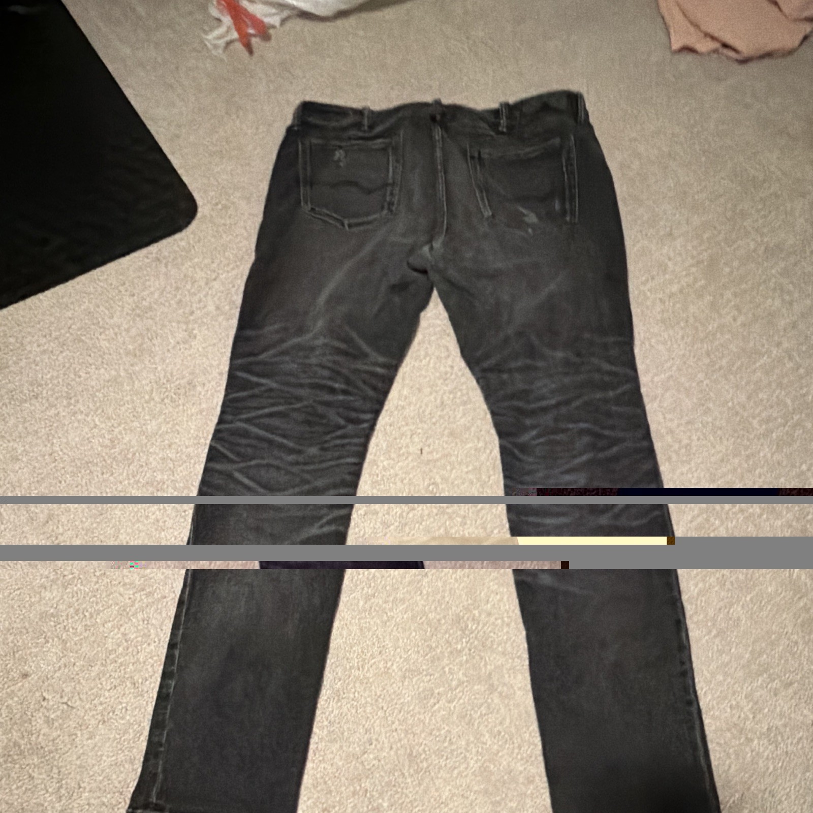 Mens American Eagle AirFlex+ Black Distressed Ripped Skinny Slim Jeans 31