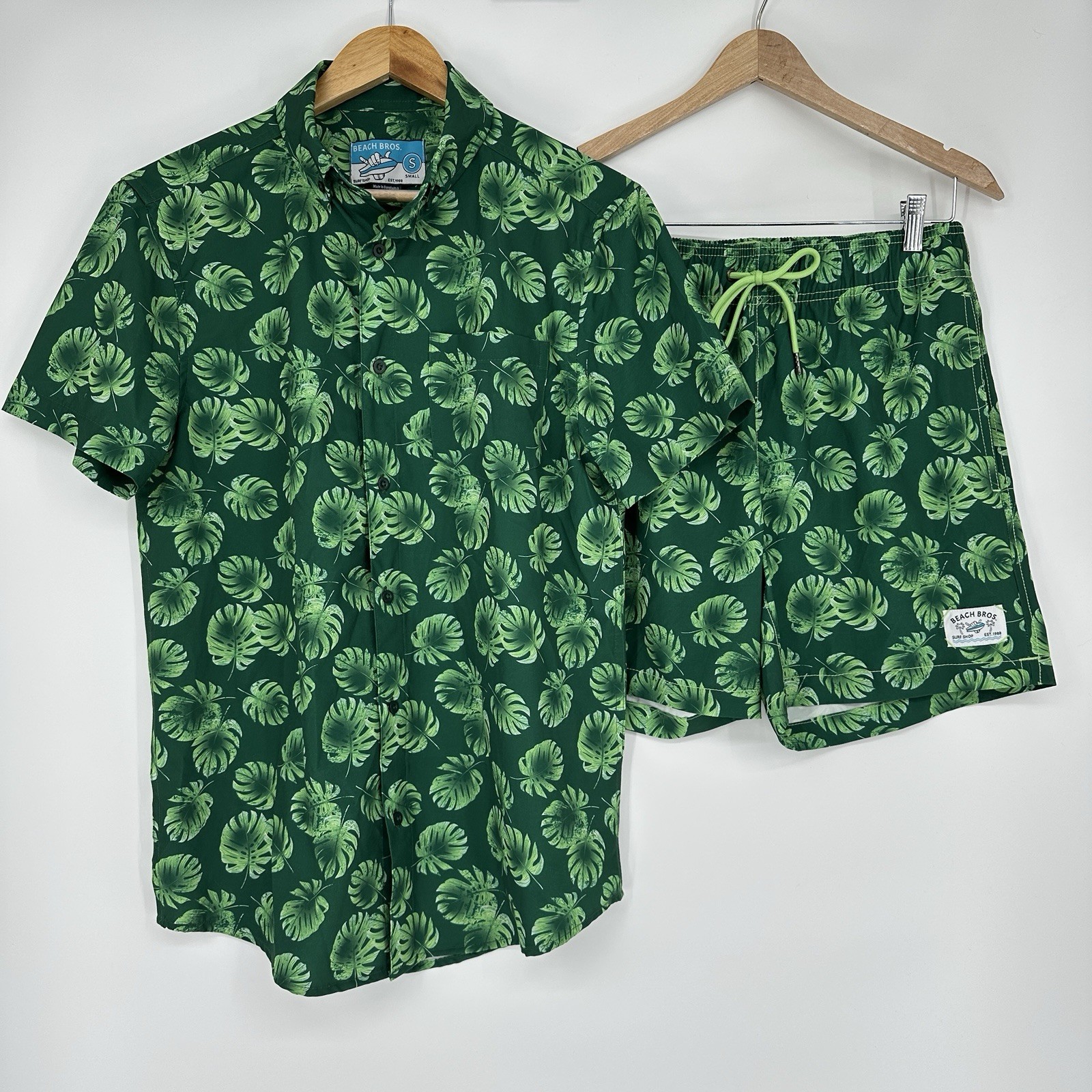 Beach Bros Monstera leaf small matching cabana set tropical beach set men’s