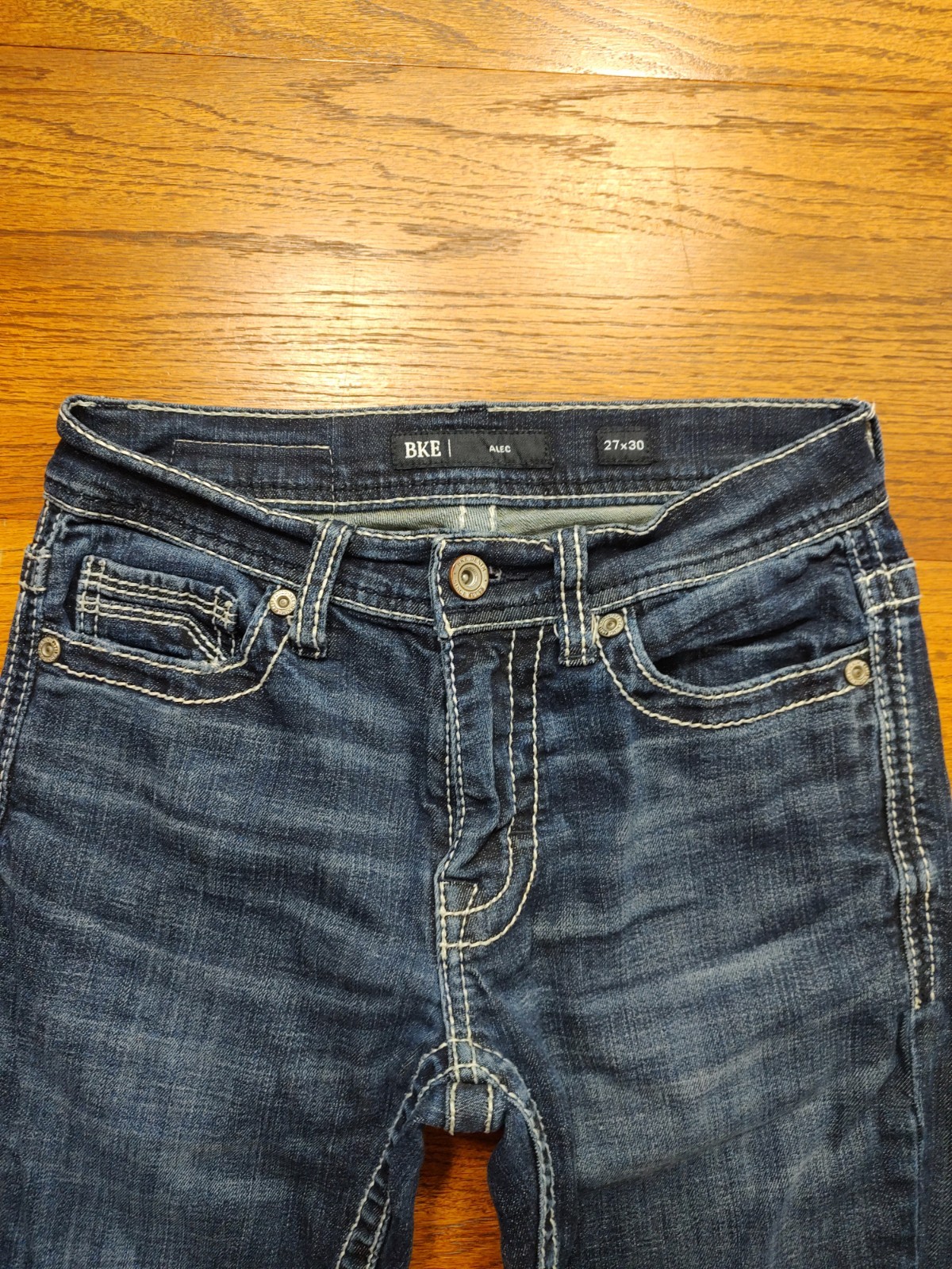 BKE Alec Straight Mens Tag 27×30 Blue Denim Jeans Slim Straight Jeans