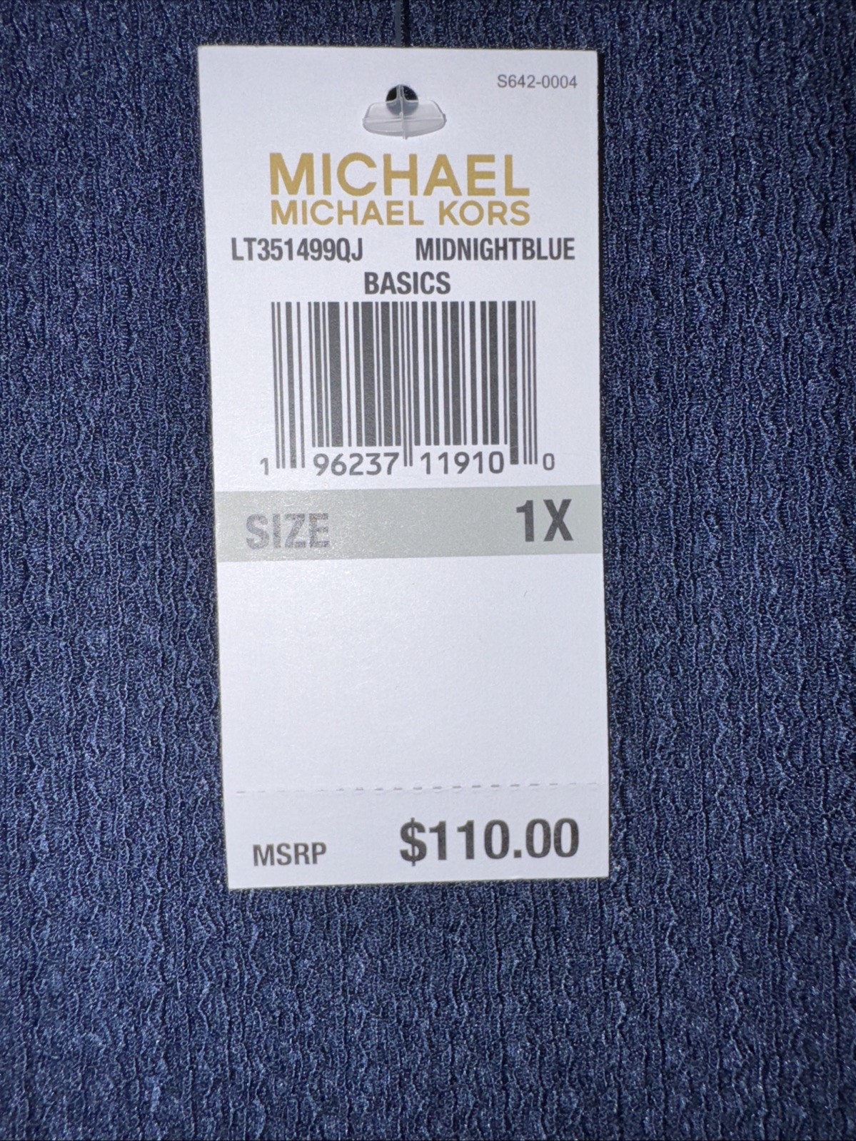 Michael Michael Kors NWT Faux Wrap Blouse Gold Logo Navy Size XL