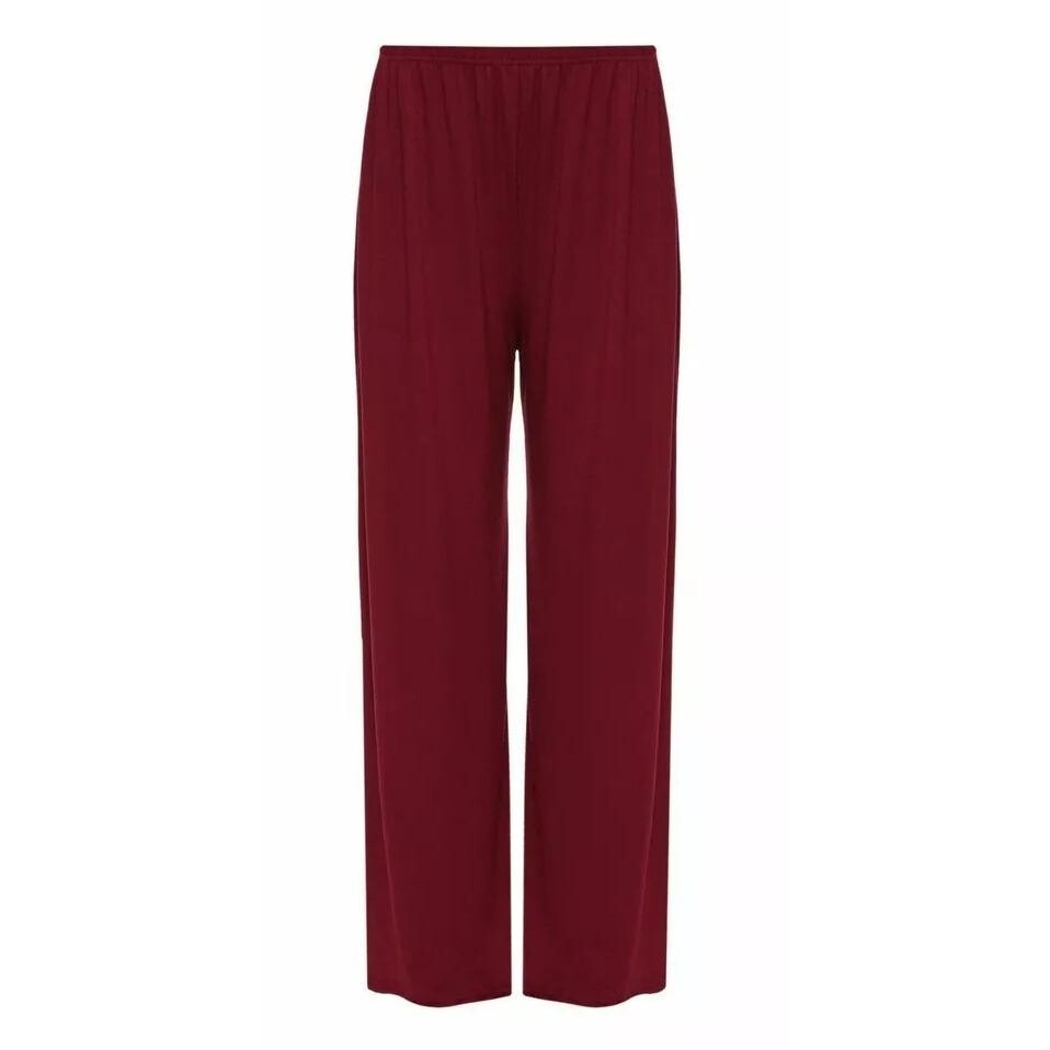 Ladies Palazzo Wide Leg Flared Elasticated Stretch Plain Trousers Womens Wide