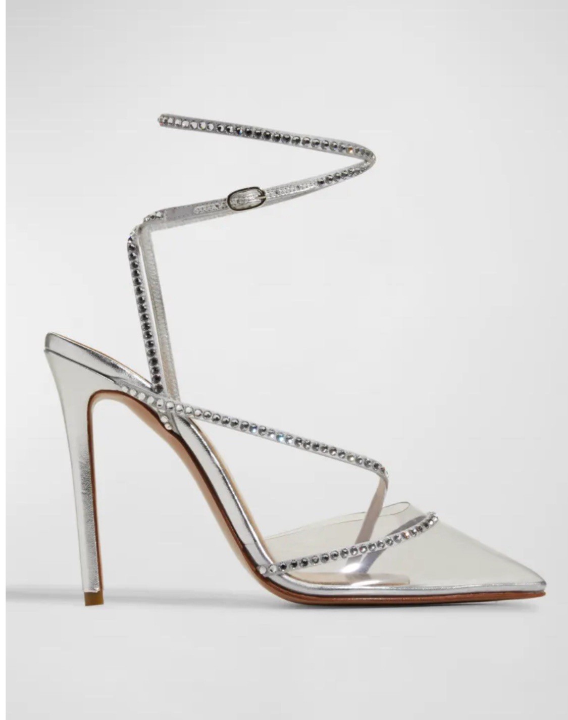 ANDREA WAZEN Silver Metallic Crystal DASSY SUNSET PVC Ankle WrapHeel EU39/8-8.5M