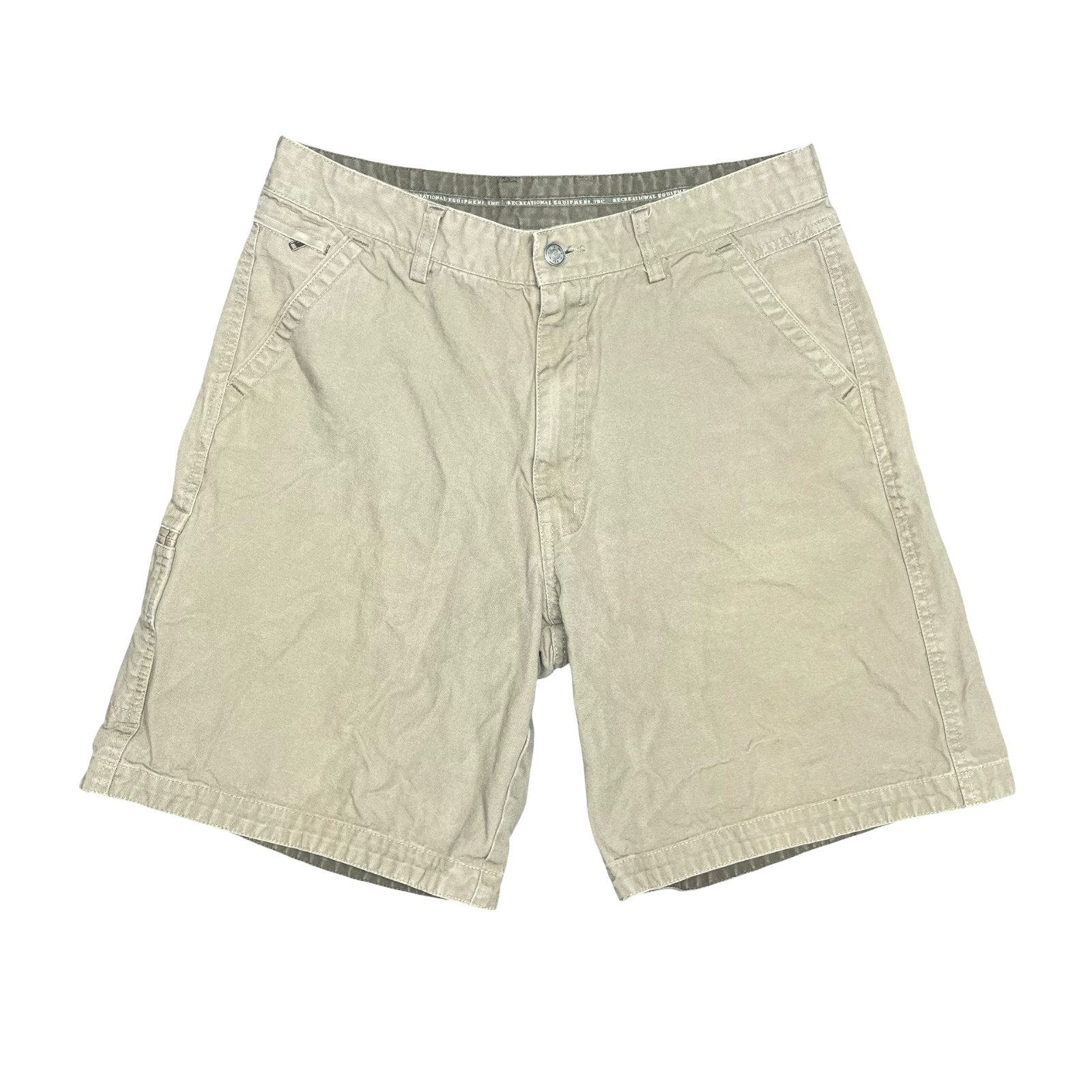 REI Shorts Mens 34 Beige Chino 100% Cotton Duck Fabric Durable Workwear 34×9