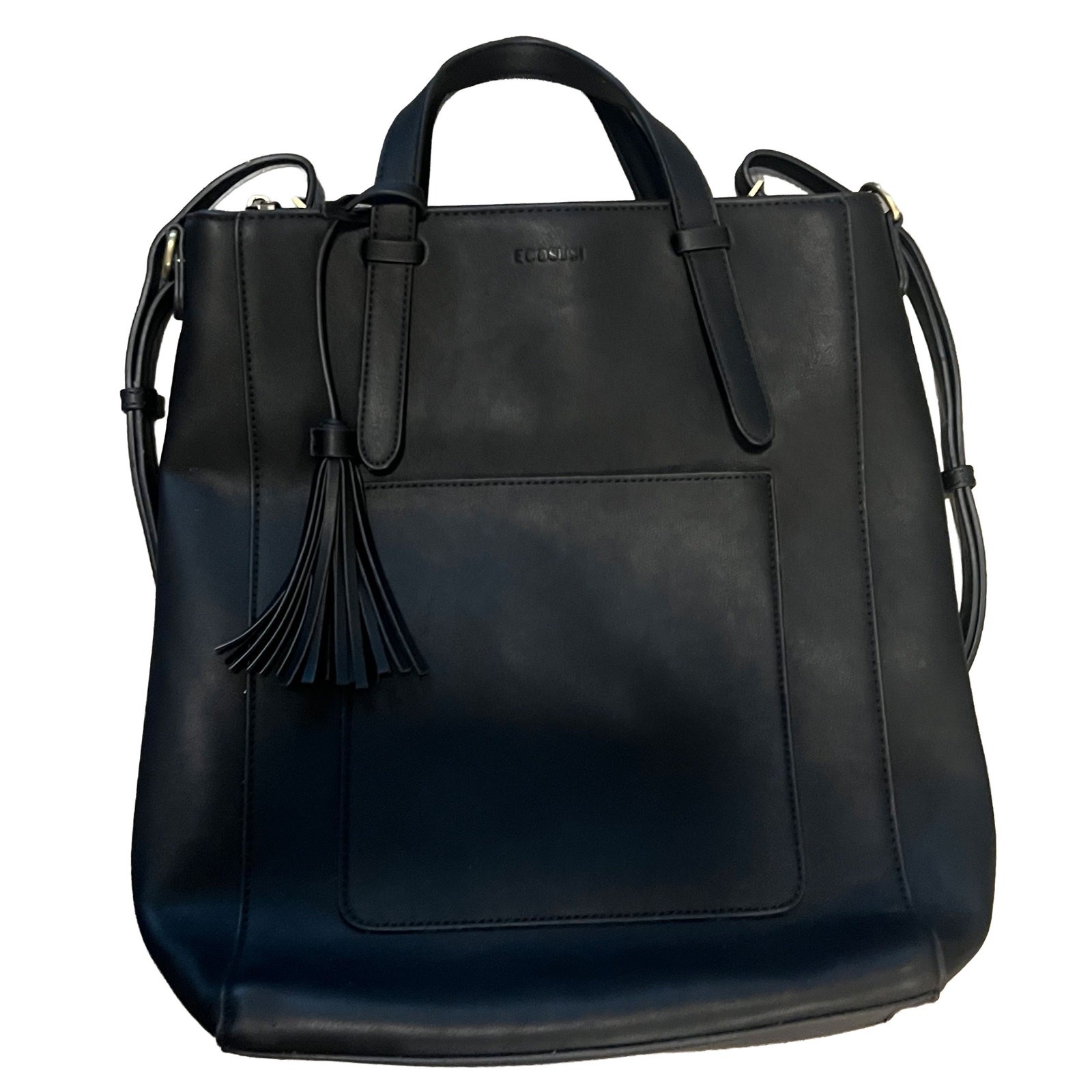 ECOSUSI Black Vegan Leather Convertible Backpack Tote Bag Laptop Briefcase