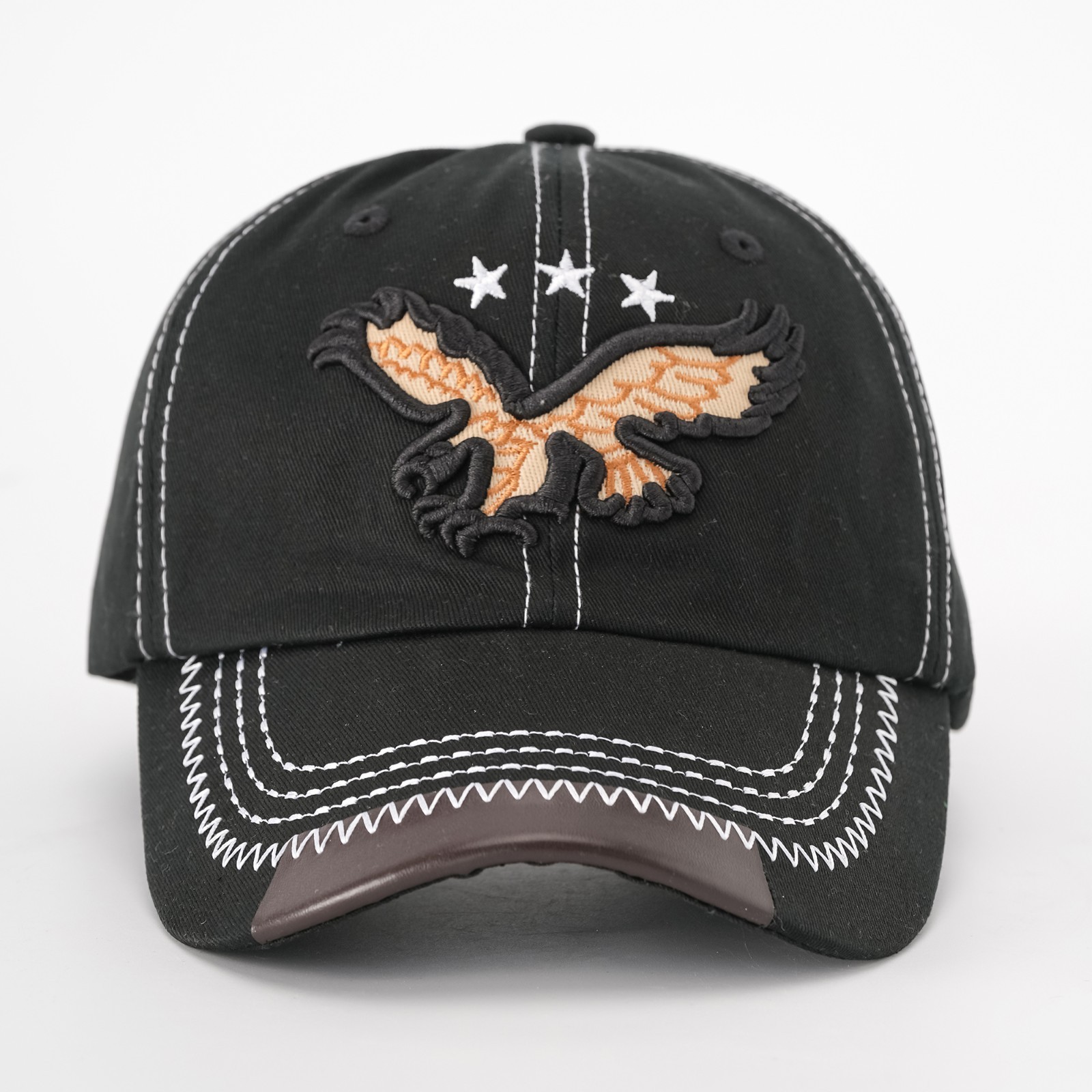 Vintage Eagle Baseball Cap, Adjustable Spandex Blend Embroidered Hat