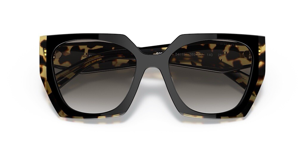 Prada PR 15WS 3890A7 Black Tortoise Grey Gradient Women Sunglasses AUTHENTIC