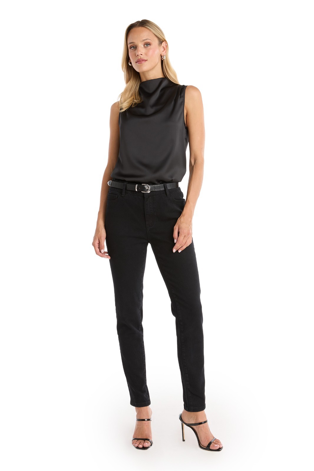 Mara Silky Top Champagne and Black THE NOLI SHOP