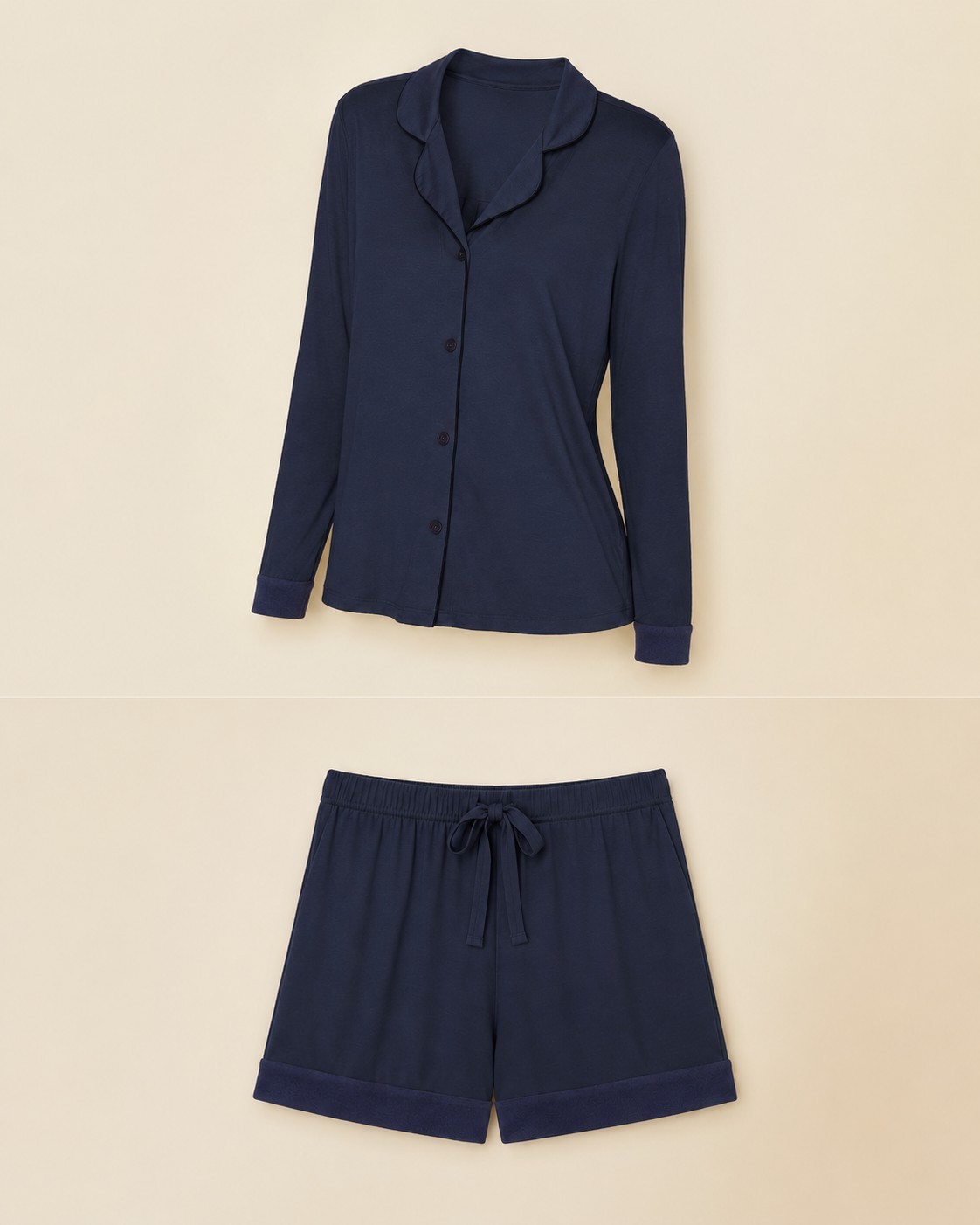 New Cosabella Bella Long Sleeve Top and Boxer Pajama Set in Navy Blue – Size 1X