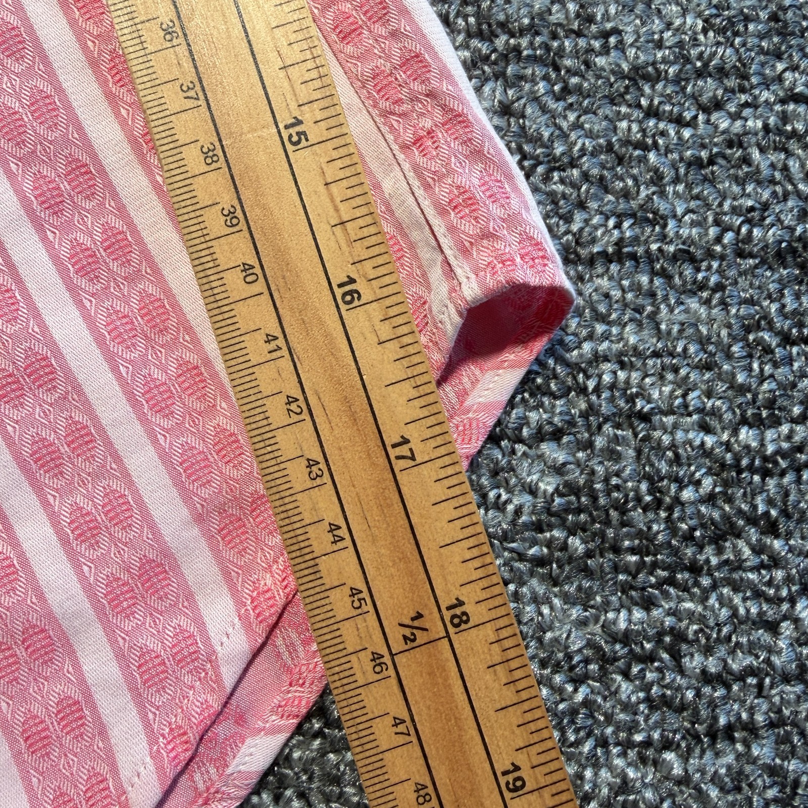 Gresham Blake Shirt Mens 16″ Pink Stripe Geometric Double Cuff Long Sleeve