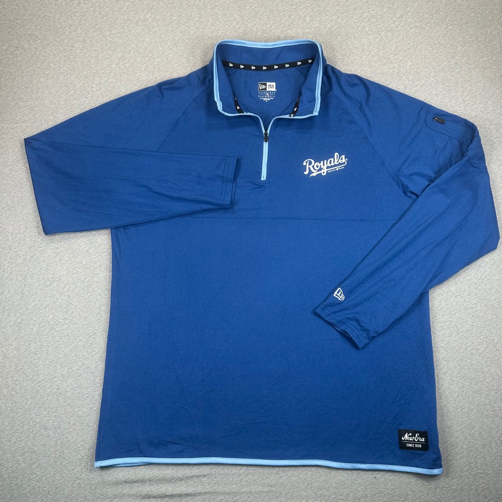 Kansas City Royals New Era 1/4 Zip Pullover Mens XL Blue MLB Sleeve Pocket