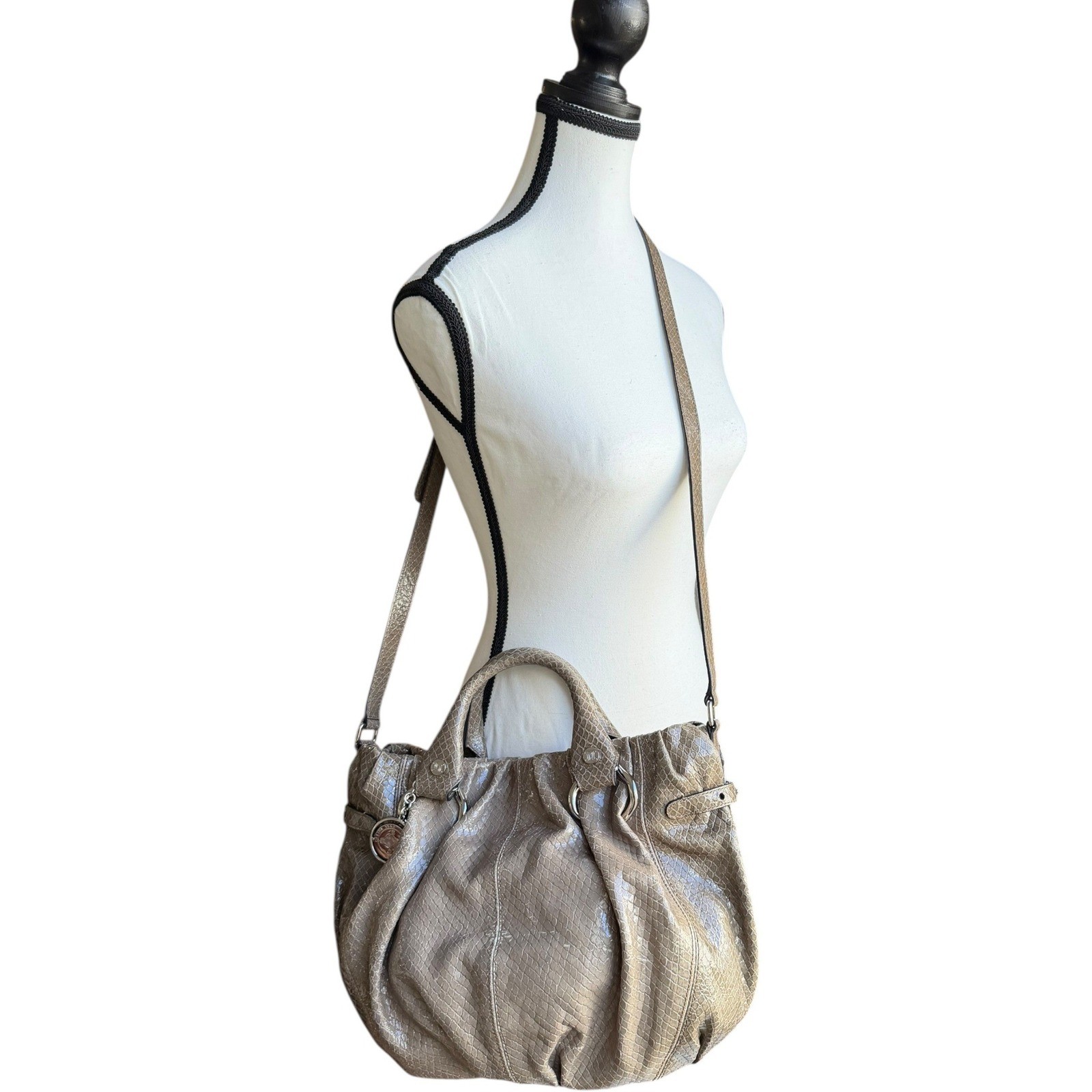 Celine Vintage Python Leather Boogie Bag Exotic Satchel Crossbody Triomphe Medal