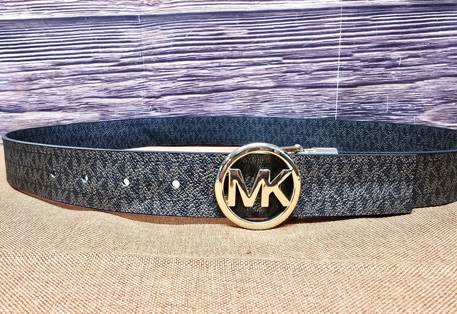 NWT MICHAEL Michael Kors Reversible Belt Black Brown MK Logo Strap Women’s M