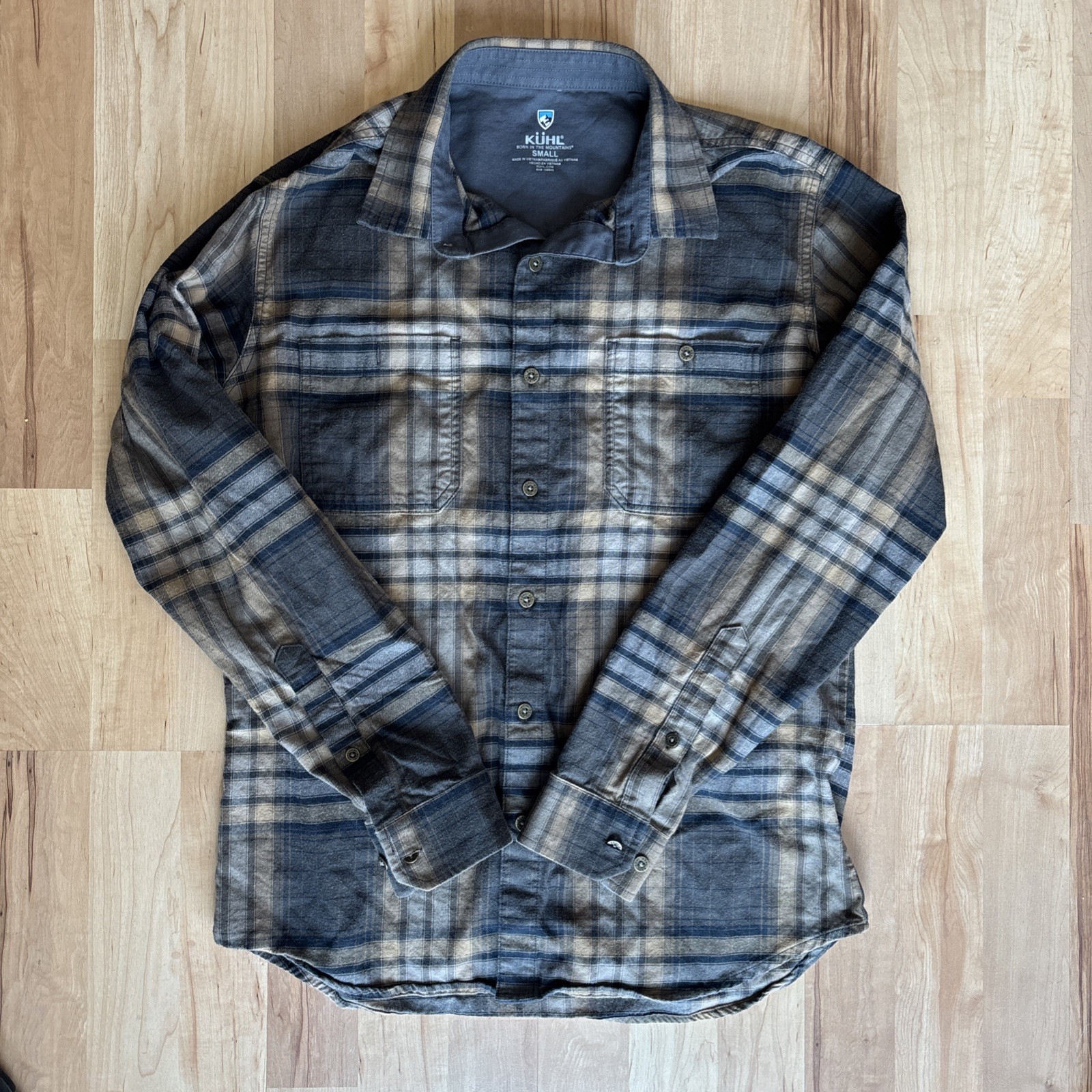 KÜHL Men’s Fugitive Flannel Long Sleeve Shirt Small Roasted Barley