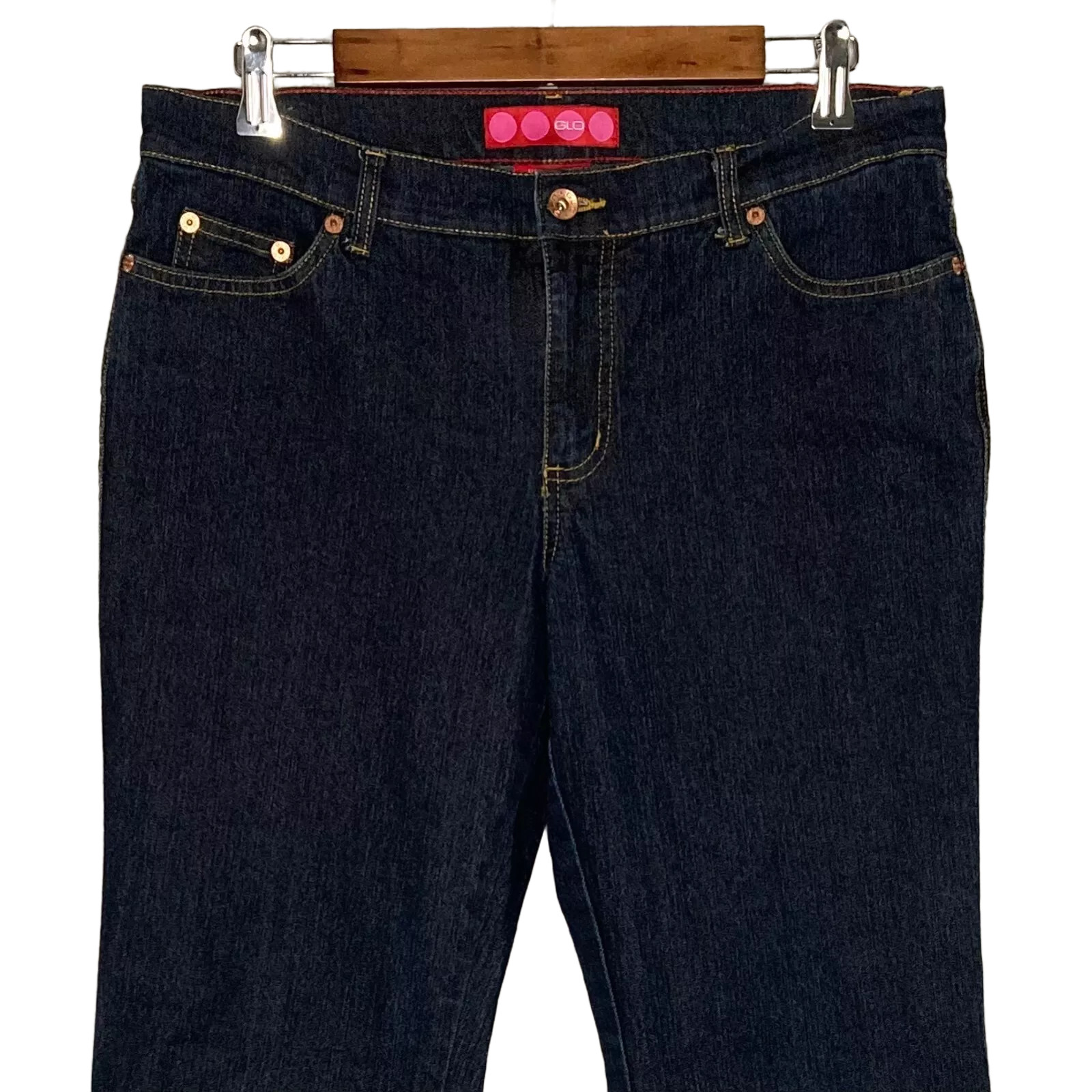GLO womens flared jeans juniors 13 stretch dark wash mid rise blue