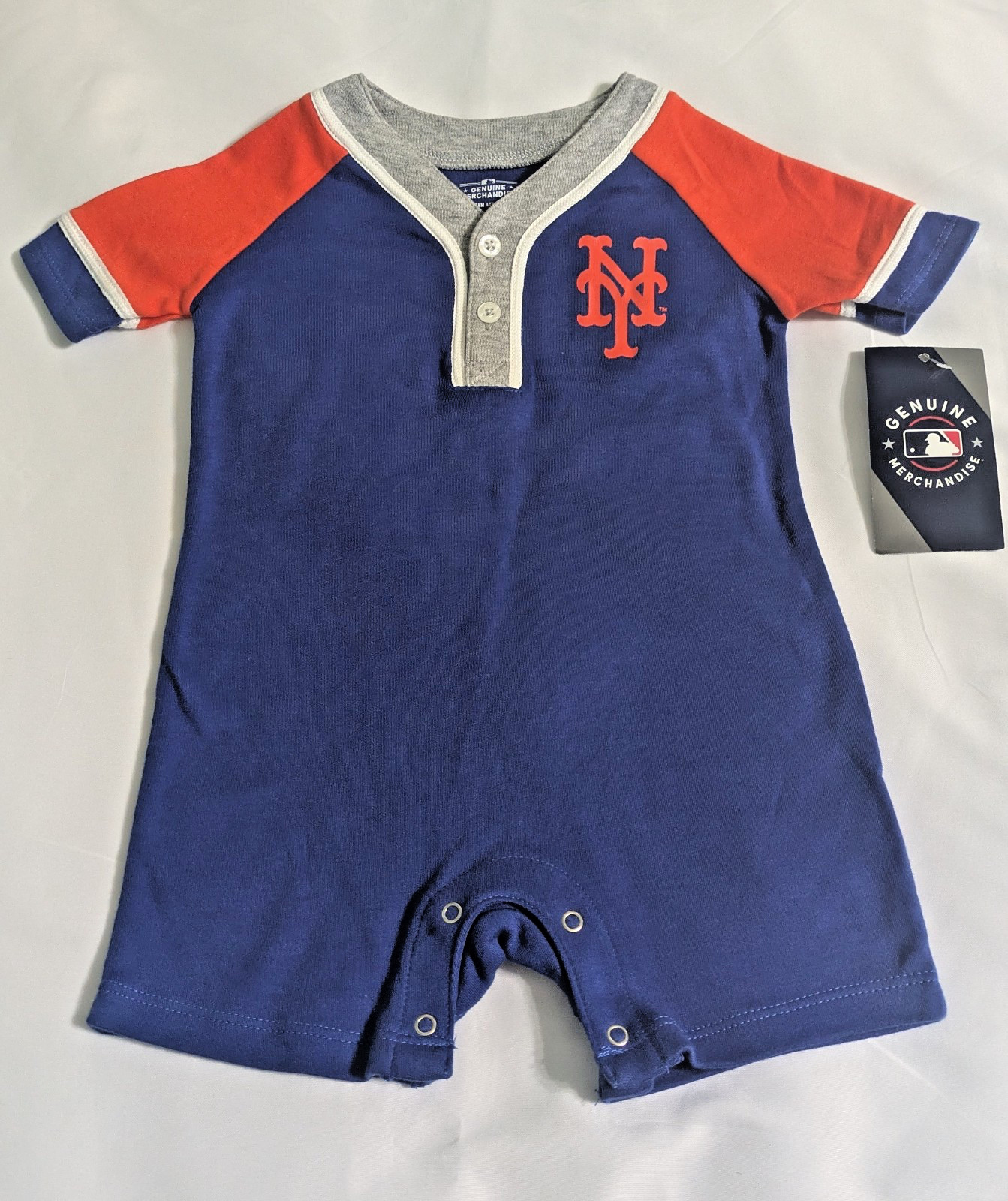 MLB New York Mets Baby Romper Infant 18M Royal & Blue Orange Logo Raglan NWT