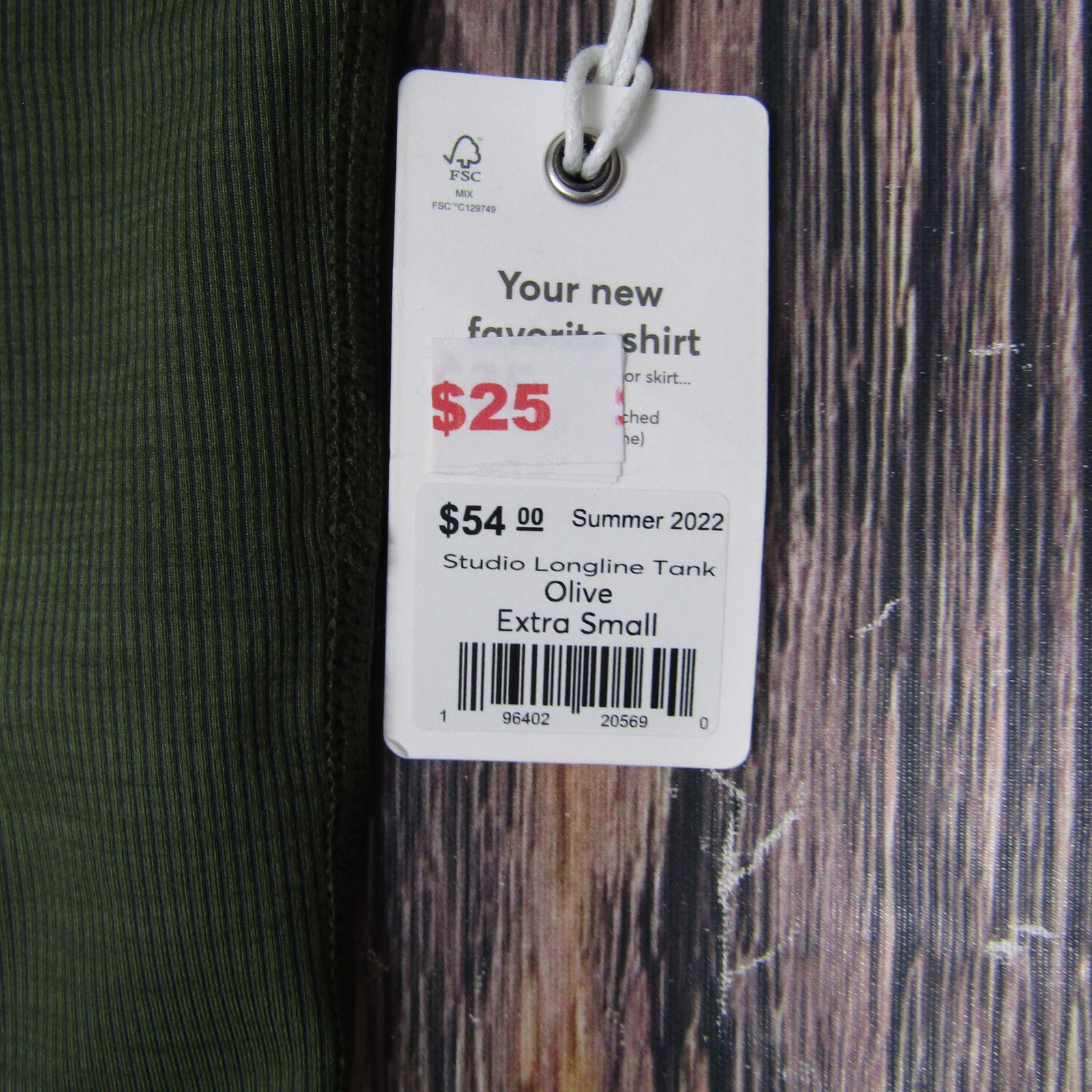Marine Layer Studio Longline Tank Womens XS Olive Green Ribbed Crop Summer 2022