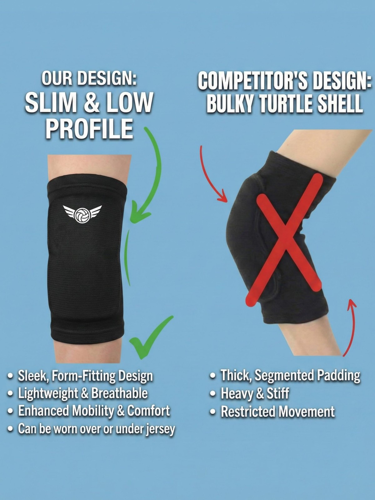 Baylee and Me Volleyball Elbow Pads with Breathable Mesh Carry Bag – Impact Abso