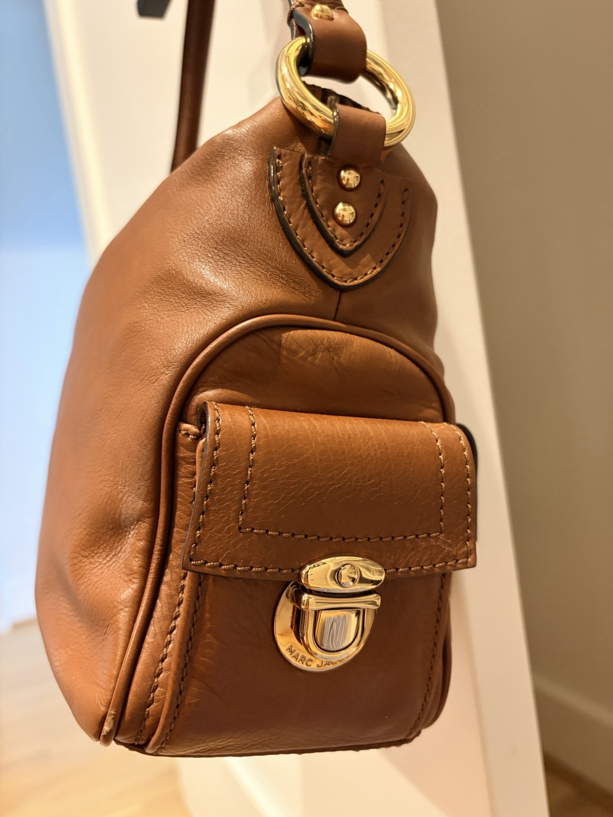Vintage Marc Jacobs Blake Brown Shoulder Bag Zip Closure Gold Hardware