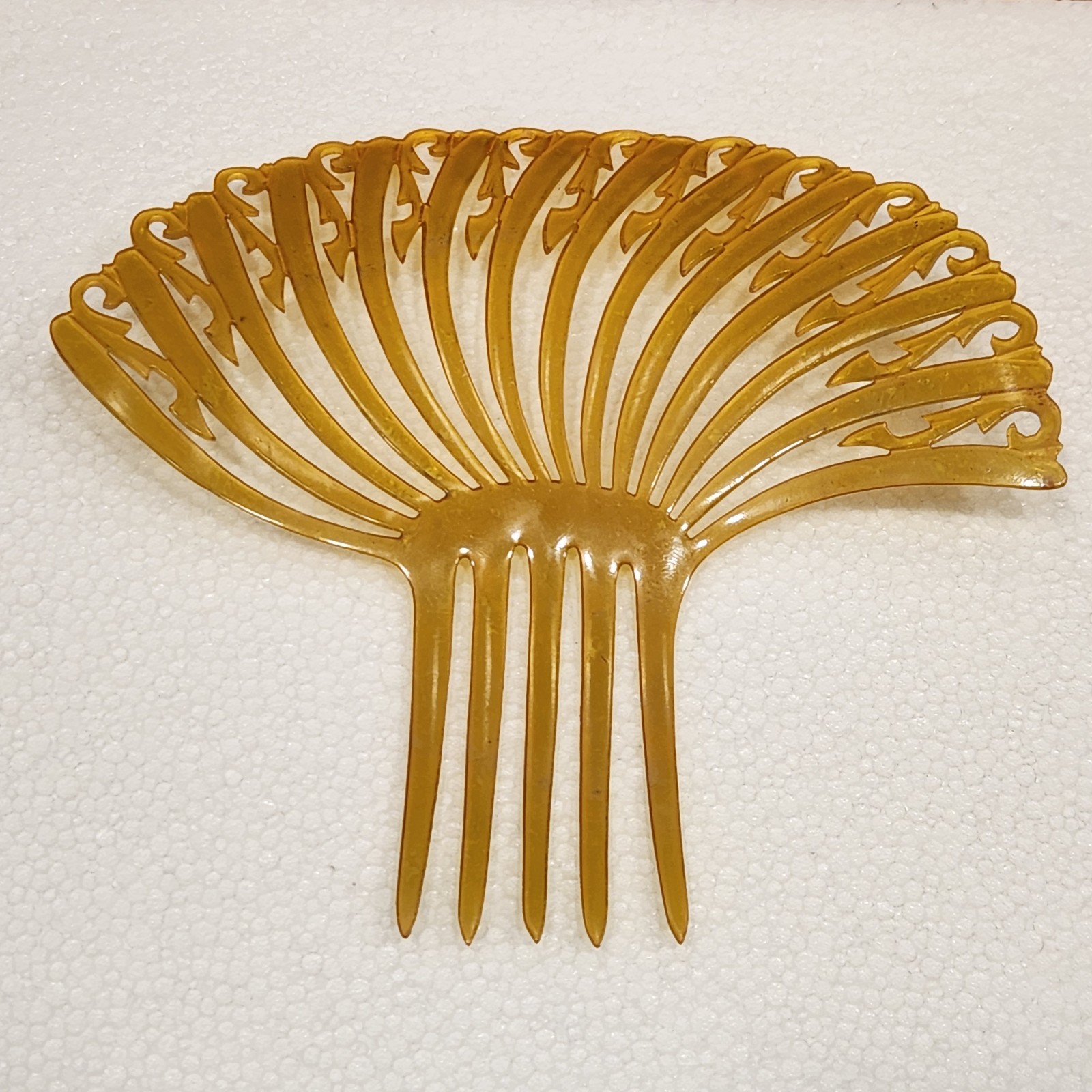 Vintage Art Deco Style Faux Tortoise Shell Amber Mantilla Hair Comb Pick Lucite?
