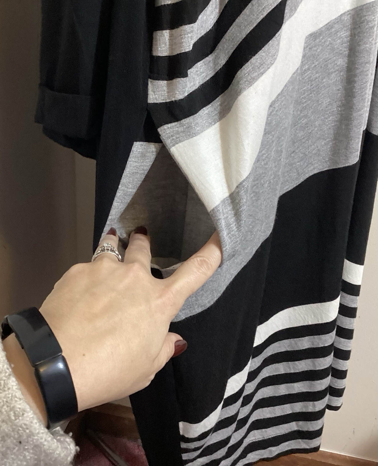 Alembika Contrast Stripe Midi Knit Dress M (12/14) Lagenlook Oversized Minimal