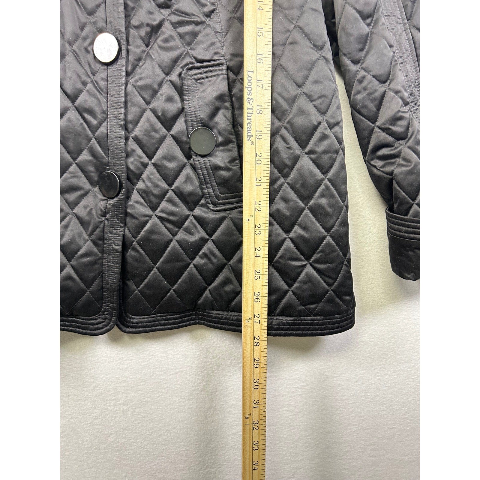 Classic Jones New York Quilted Snap Button Jacket Black Size Large
