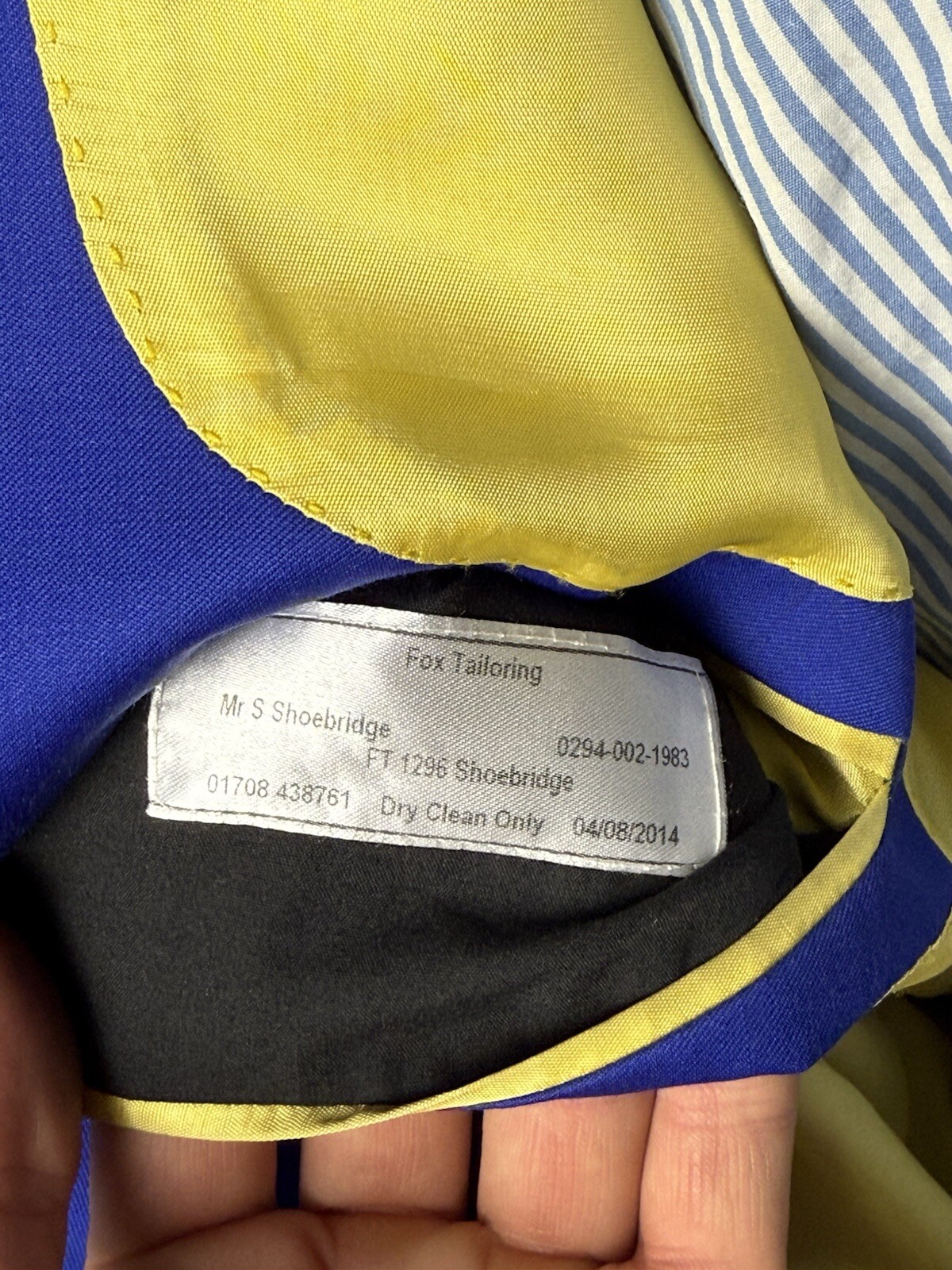 Bespoke Scabal Electric Blue Suit 44S / W40S Super 100’s Yellow Lining V.G.C