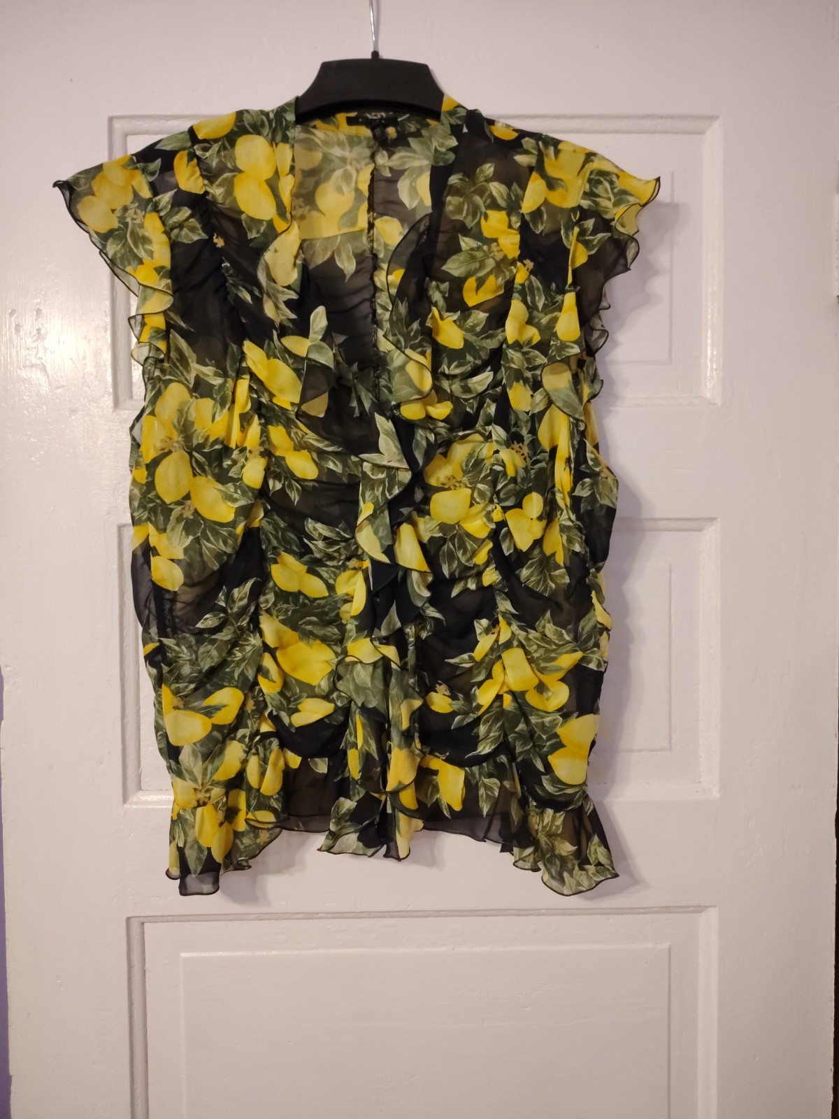 Escada Vintage Lemon Print Blouse Size 42 DE/GER US 10/12