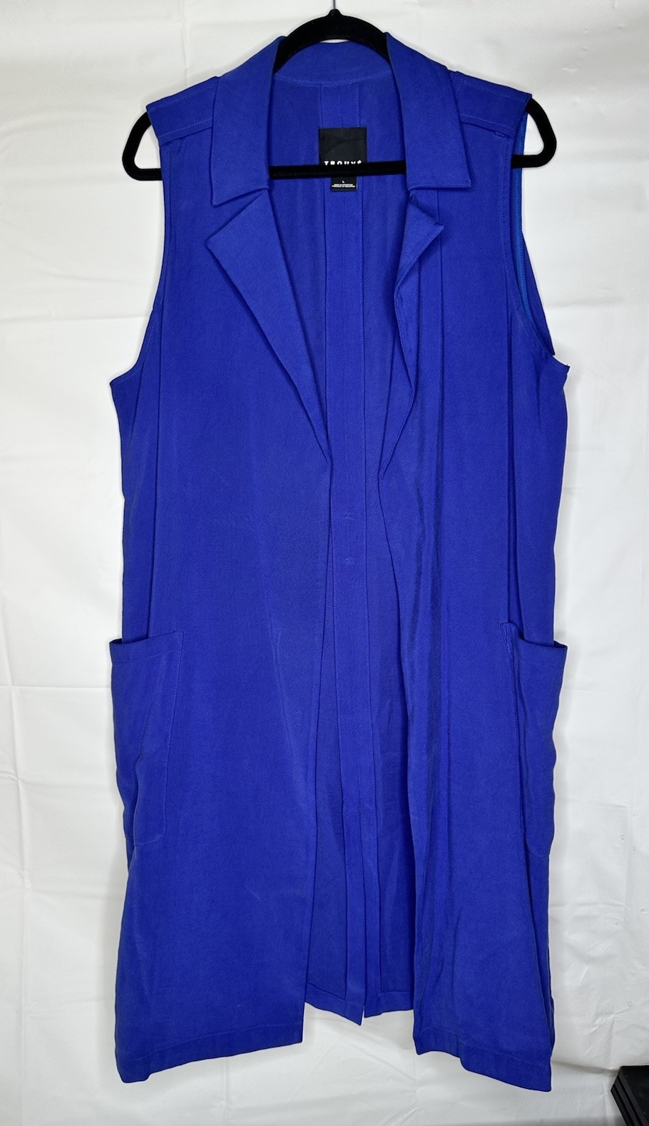 Trouvé Royal Blue Long Open Blazer Suit Vest Missing Belt