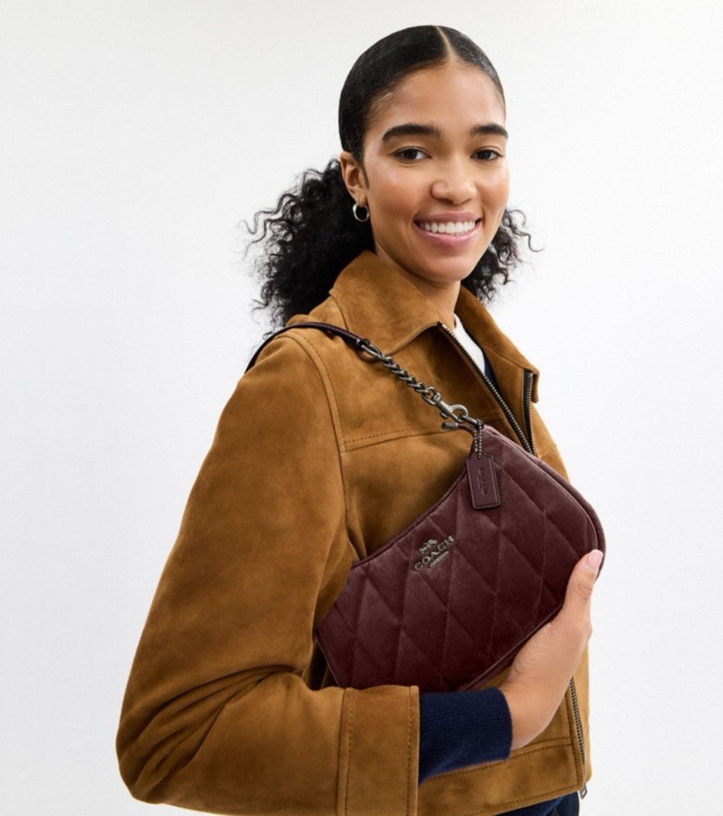 NWTCOACH Teri Leather Shoulder Bag With Leopard Print