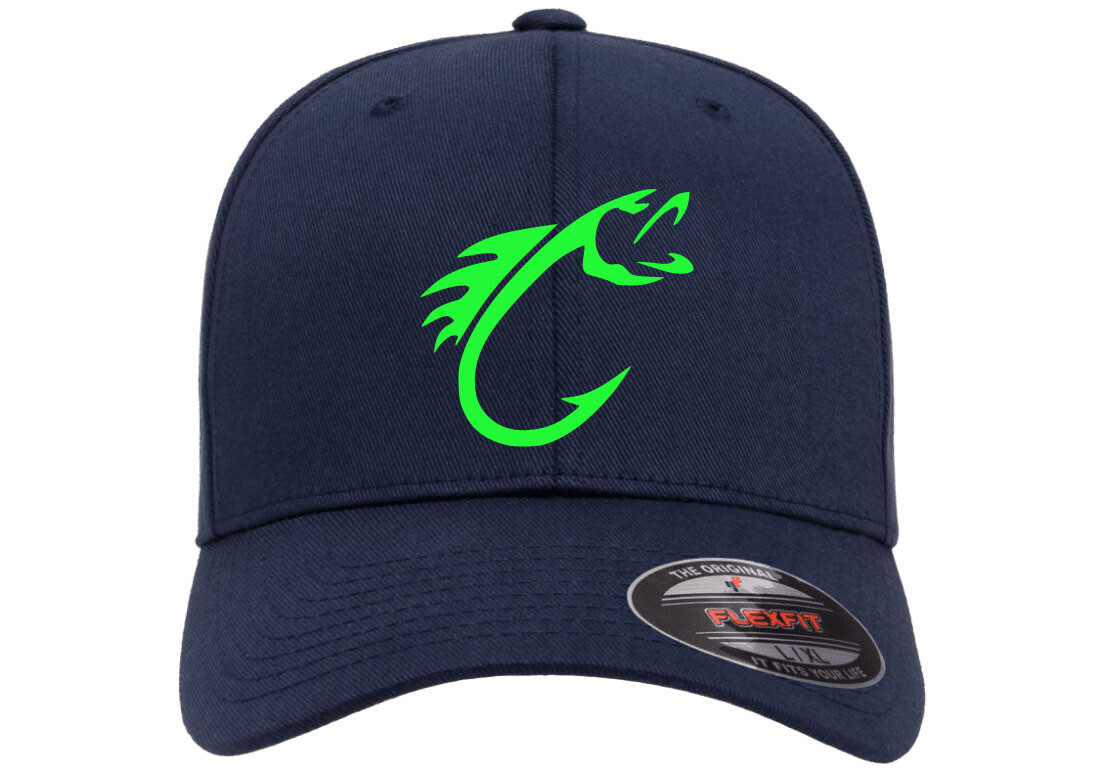 FISHING HOOK FISH CURVED BILL 6277 FLEXFIT HAT *FREE SHIPPING in BOX*