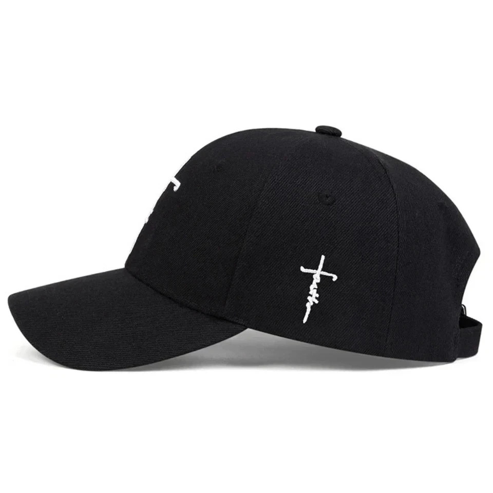 Faith Cross Embroidered Christian Black & Red Baseball Cap,Adjustable Hat, Jesus