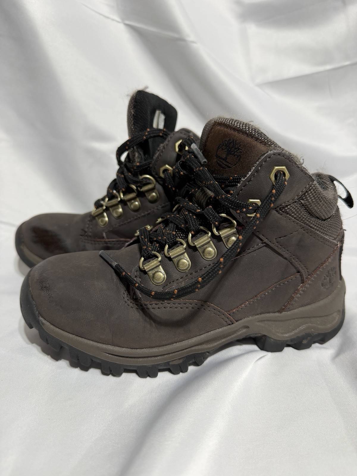 Timberland Boots Boys Sz 12.5 Keele Ridge Hiking Brown Leather Lace Up Casual